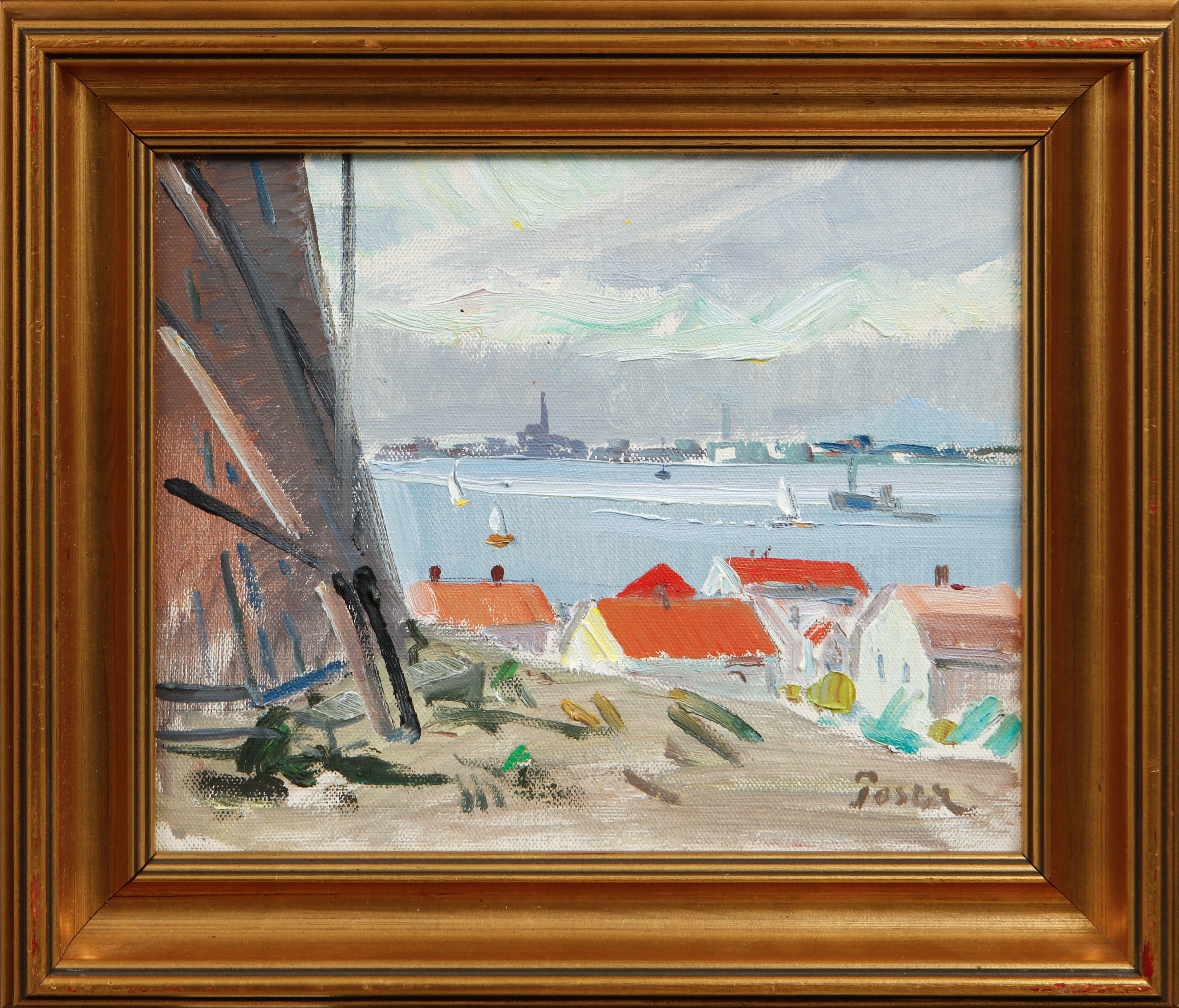 MARTIN POSER. "Fiskebäckskil mot Lysekil", olja på duk, signerad.