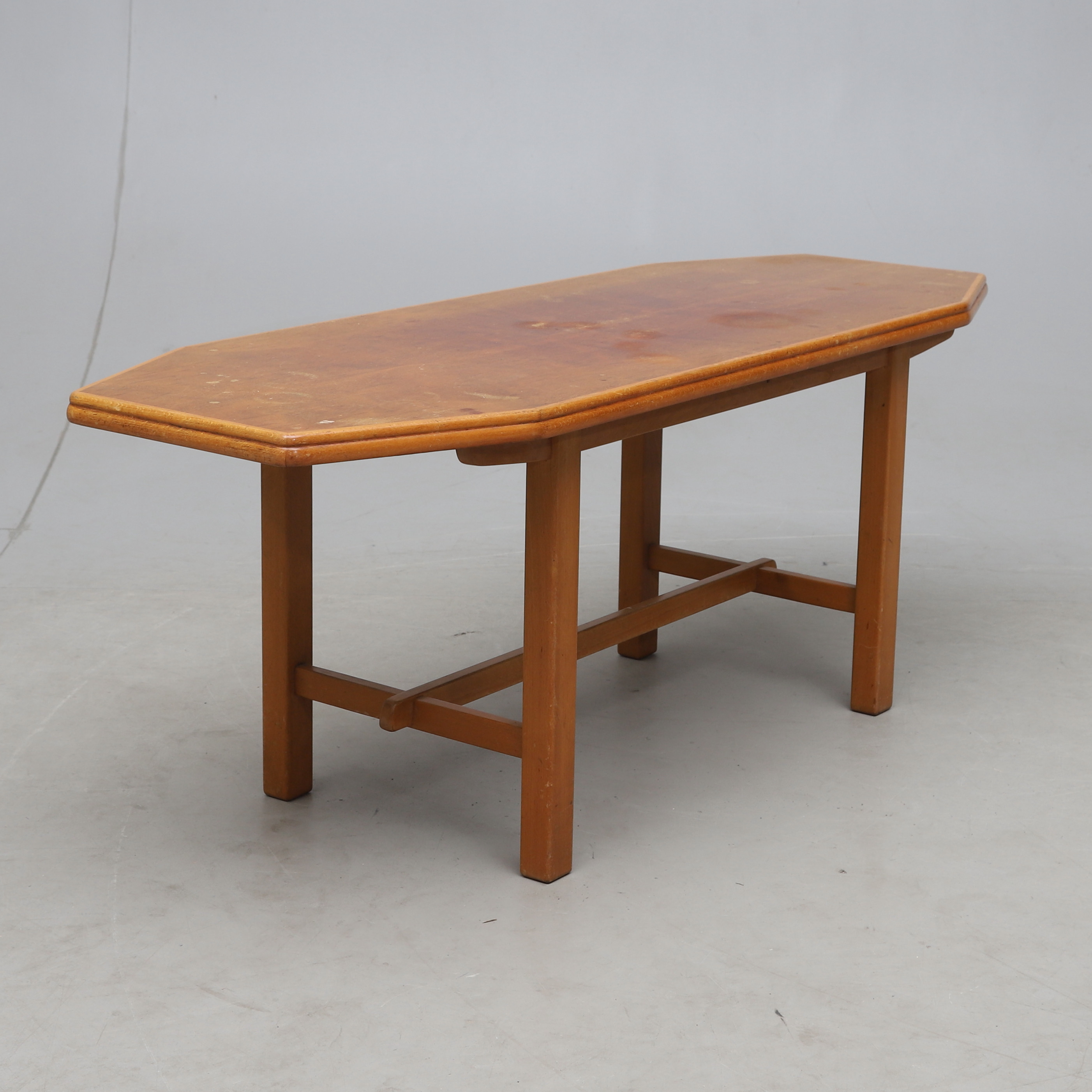 SOFFBORD, oktagon, teak och bok, omrking 1900-talets mitt.