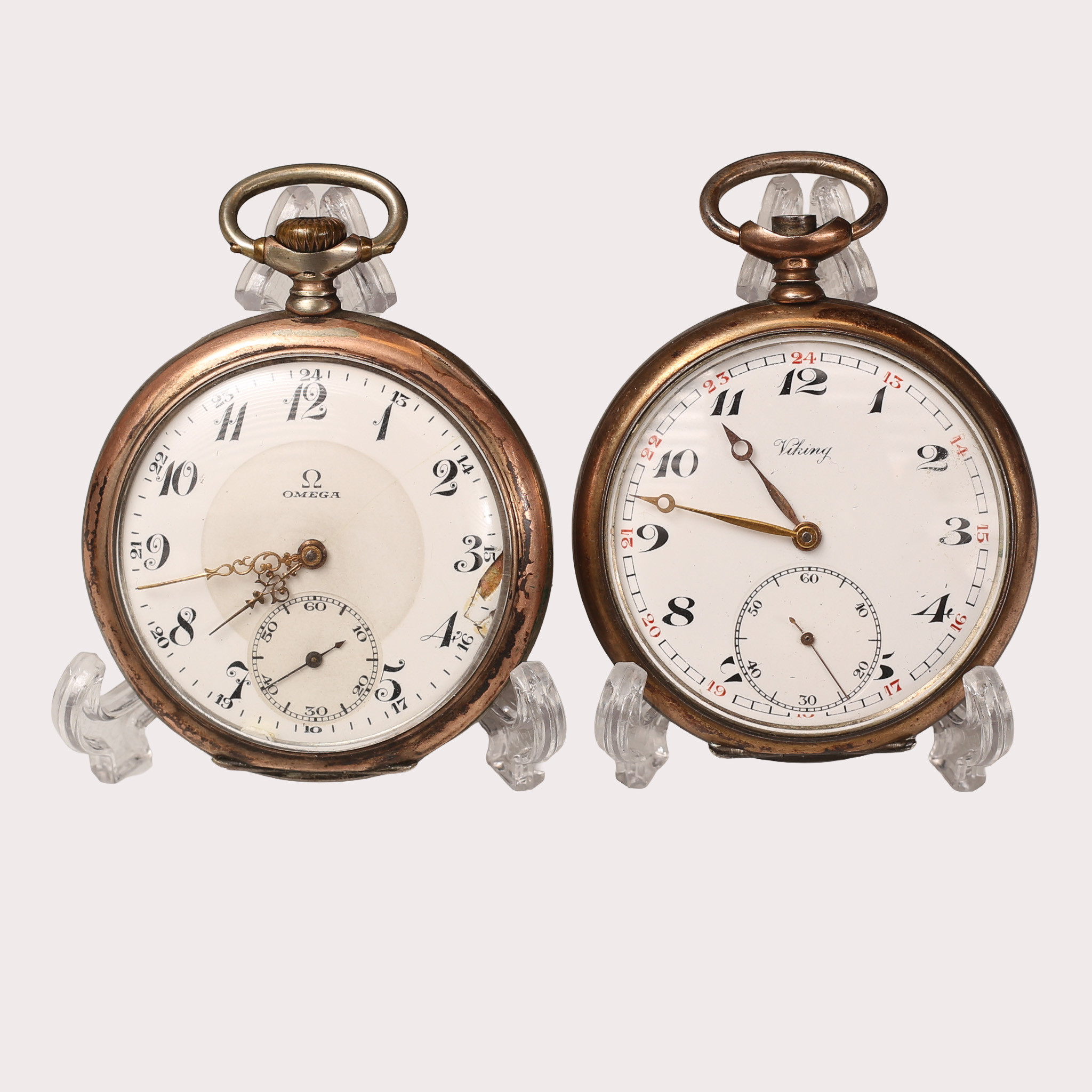 FICKUR, silver, Omega och Viking, 2 stycken, 1900- talets första kvartal.