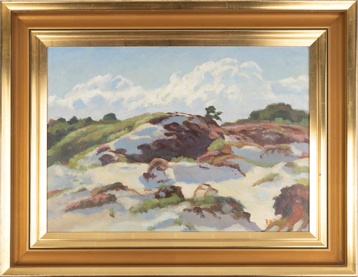FRITZ KÄRFVE (1880-1967). Sanddyner, olja på pannå, signerad.