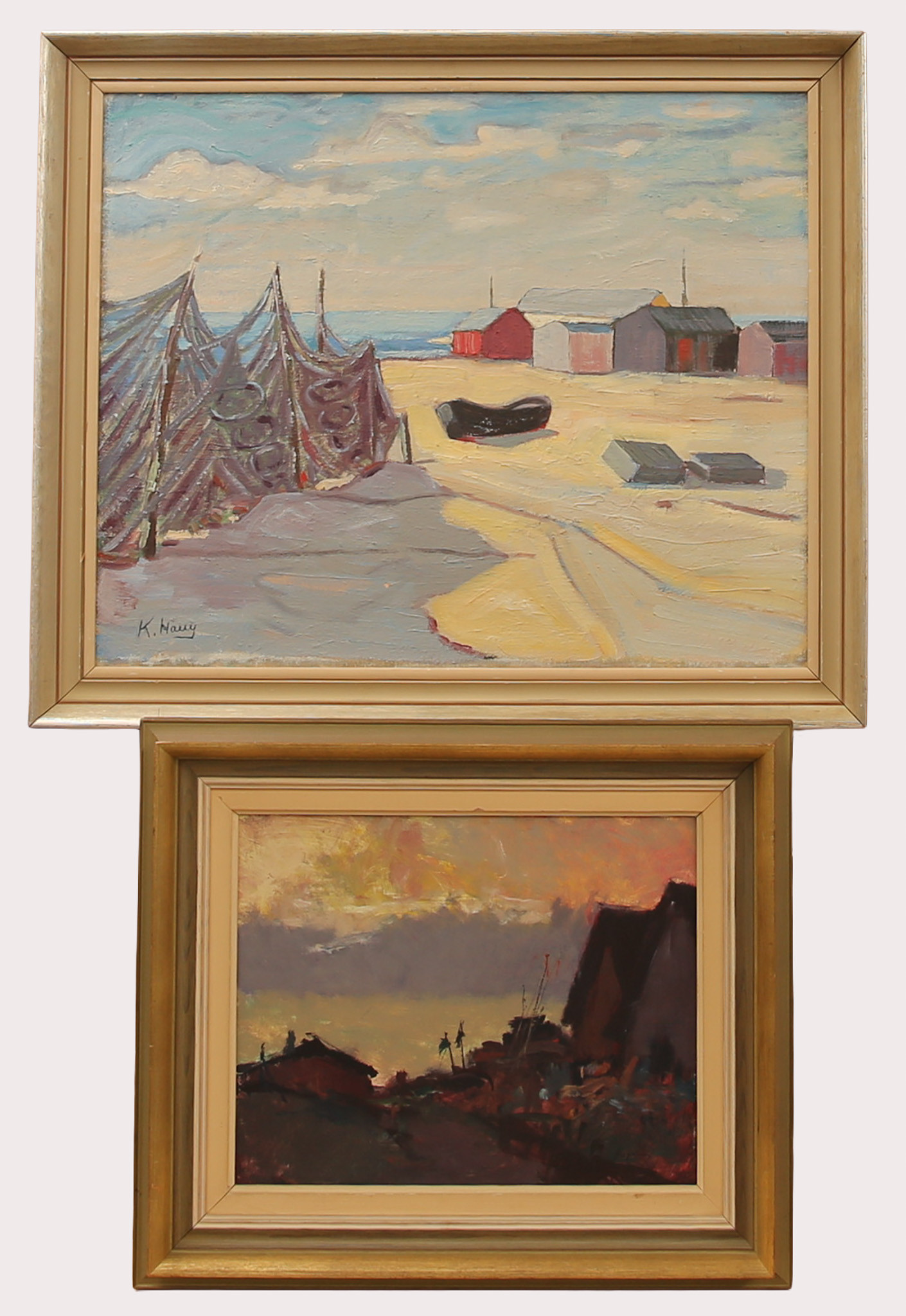 ARNE ASPELIN. Olja på pannå samt olja på duk signerad K.Hary.