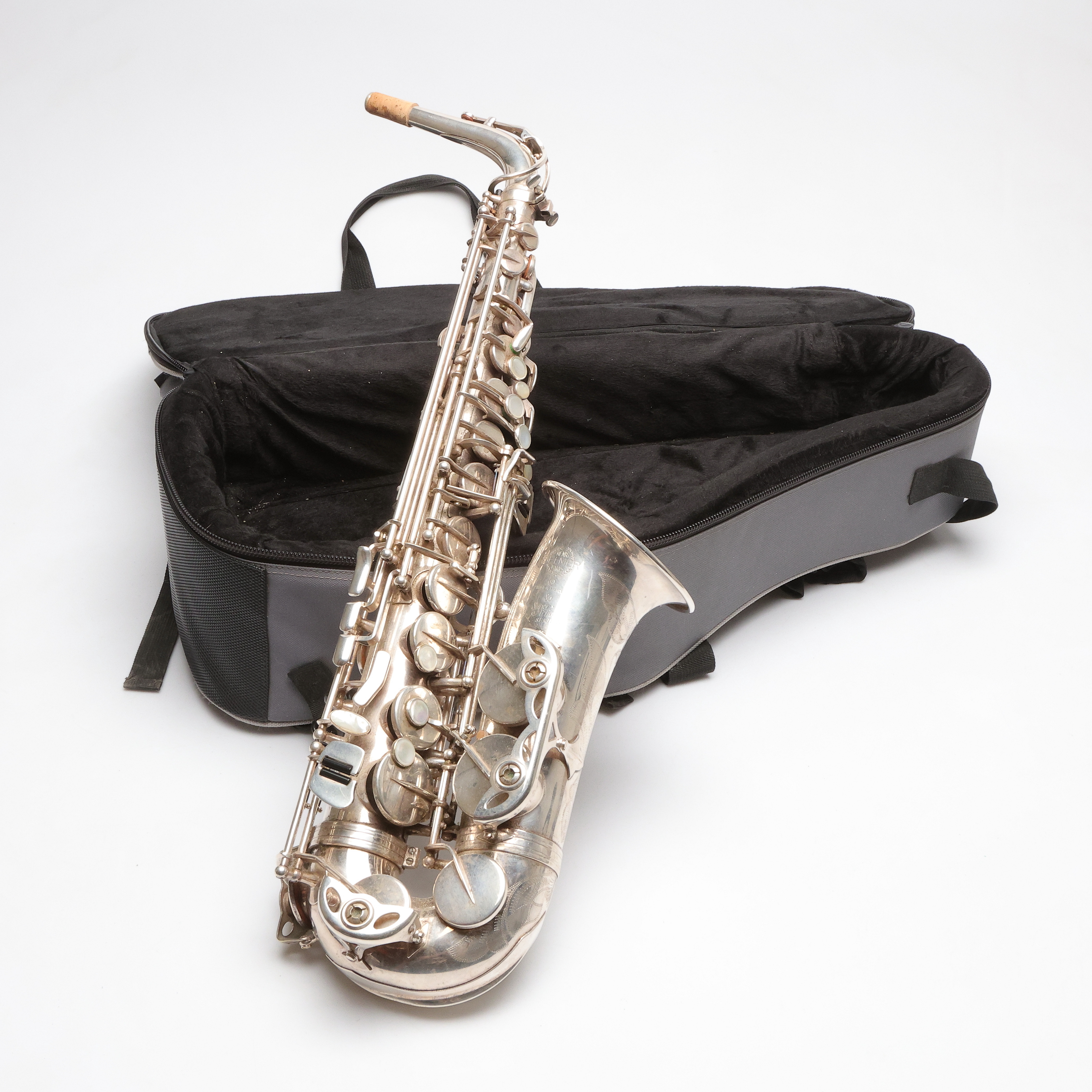 SAXOFON, försilvrad metall, Henri Selmer, 80 super action serie II, Paris.