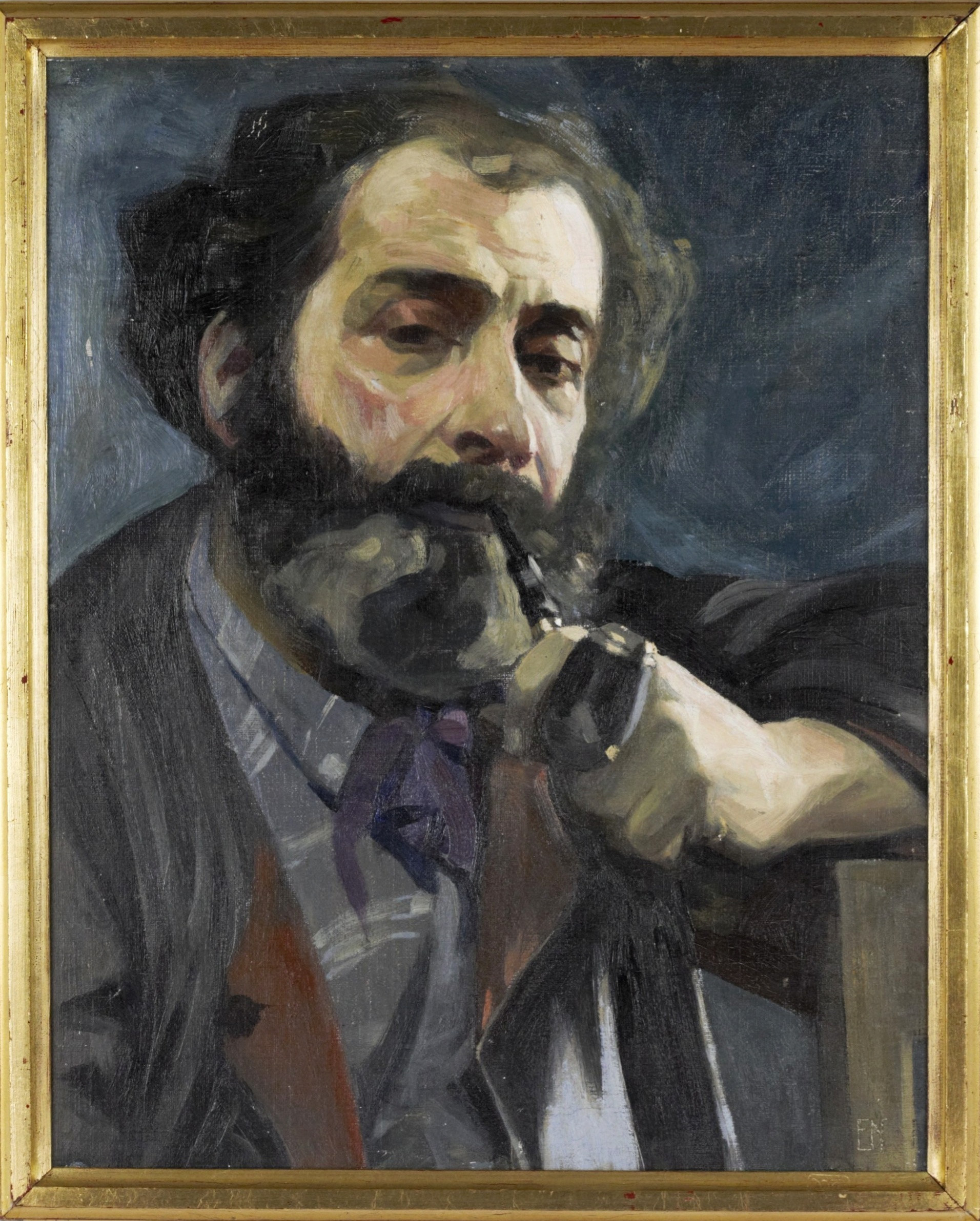 ERNST NORLIND. Olja på duk, porträtt, monogramsignerad.