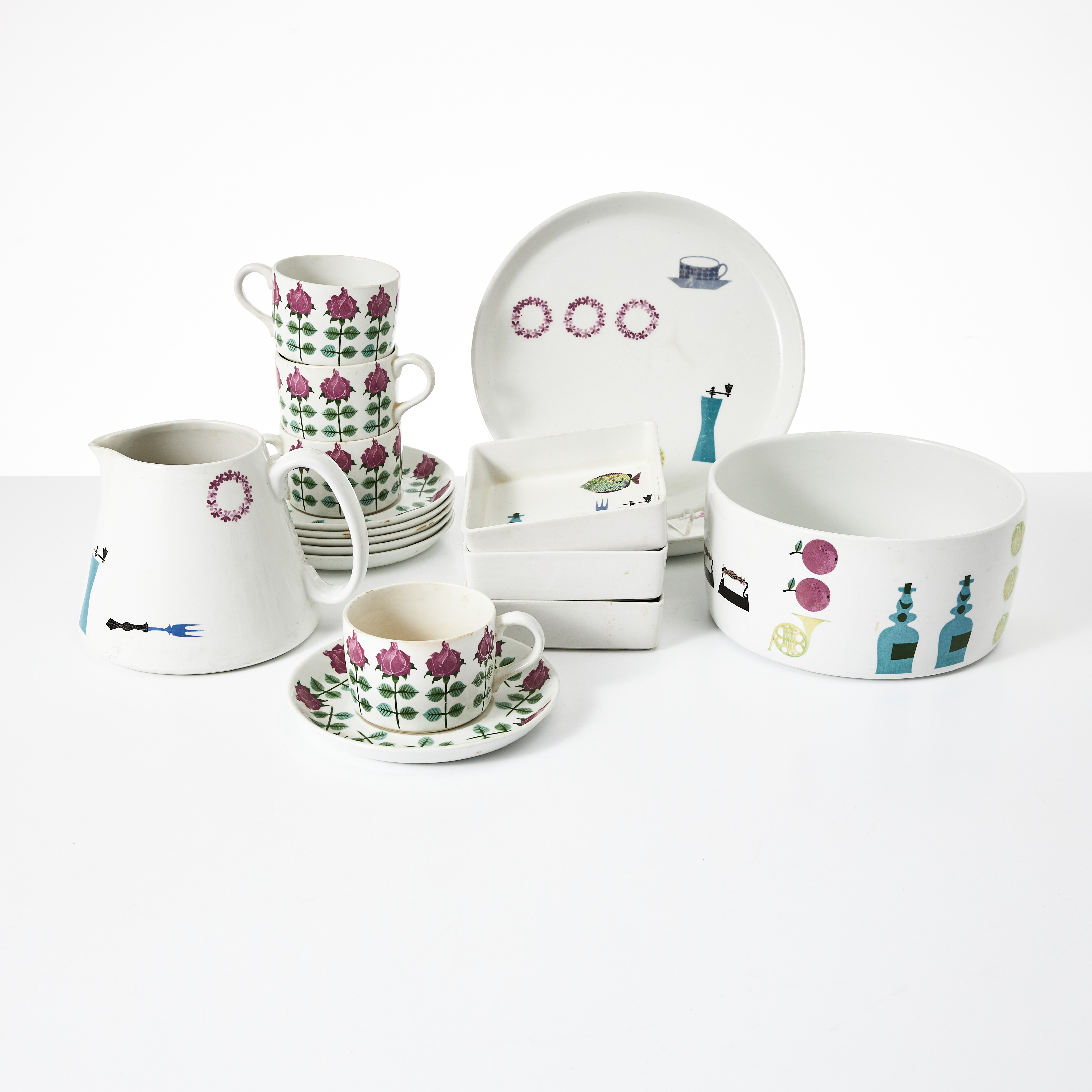 STIG LINDBERG. Servisdelar "Pynta", 10 dlr, Gustavsberg, 1960-tal.