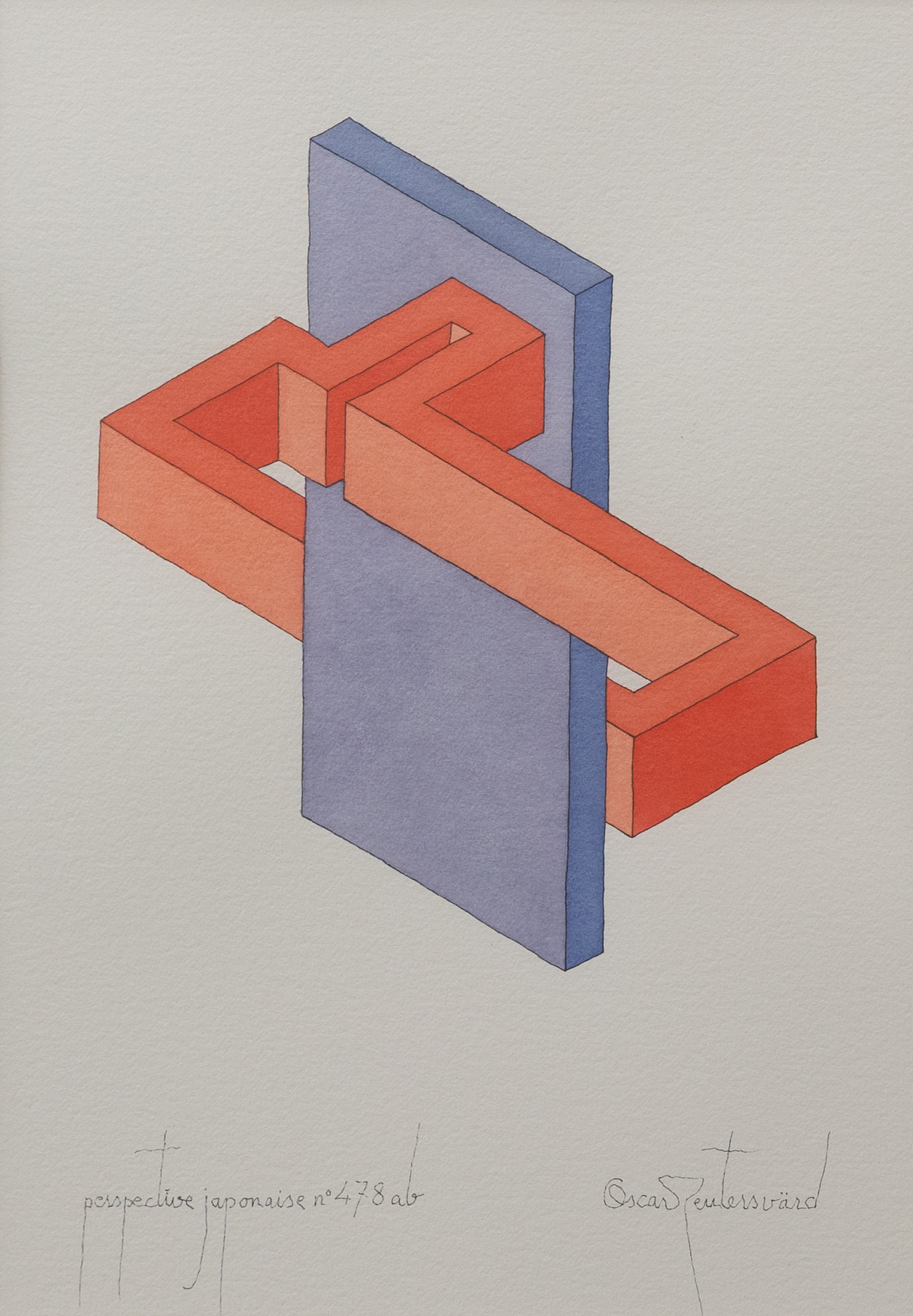 OSCAR REUTERSVÄRD. "Perspective Japonaise no 478 ab", akvarell, signerad.