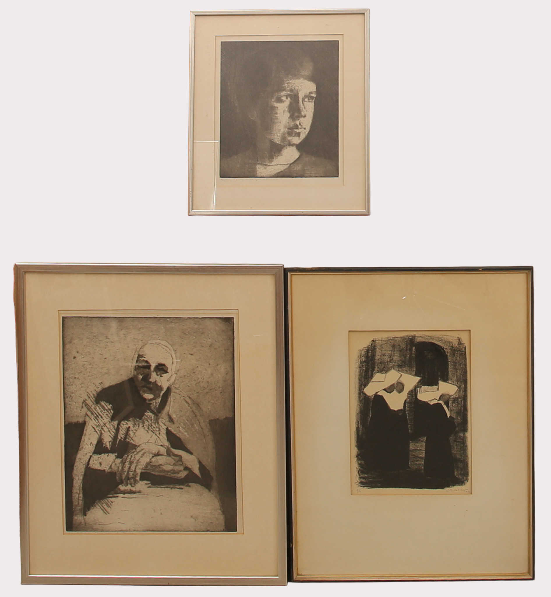 ELENA MICHEEW. etsningar och ett tryck - annan teknik, 3 delar, porträtt numrering okänd, samt nunnor nr. 4/4.