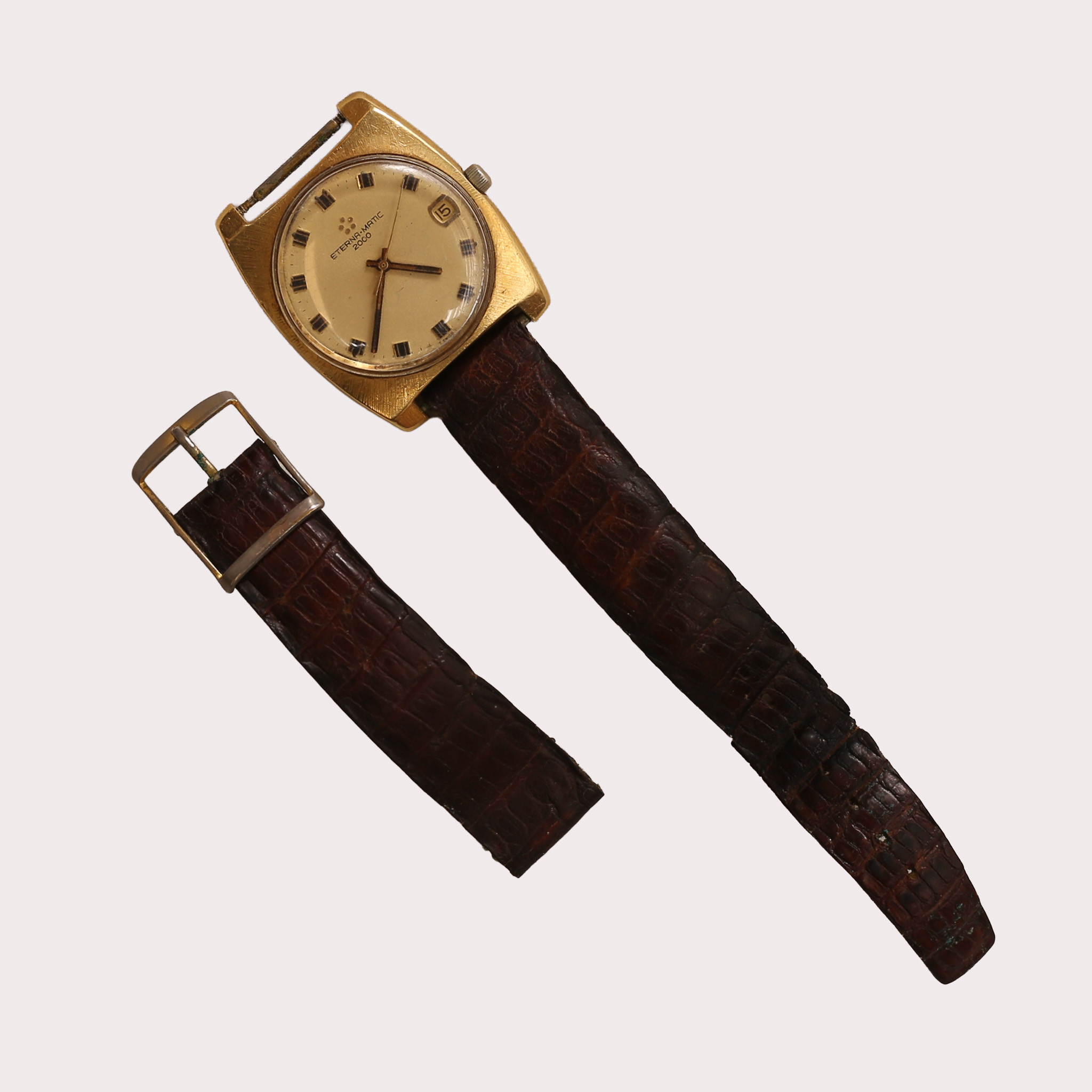 ARMBANDSUR Eterna Matic 2000, 18k guld med läderband.