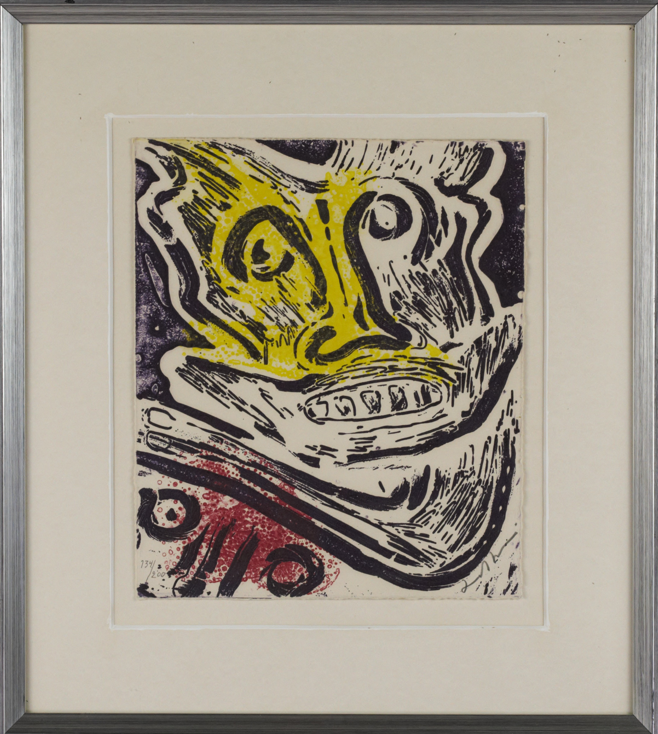 BENGT LINDSTRÖM. Litografi, 124/200, "Vikingahövding", signerad.