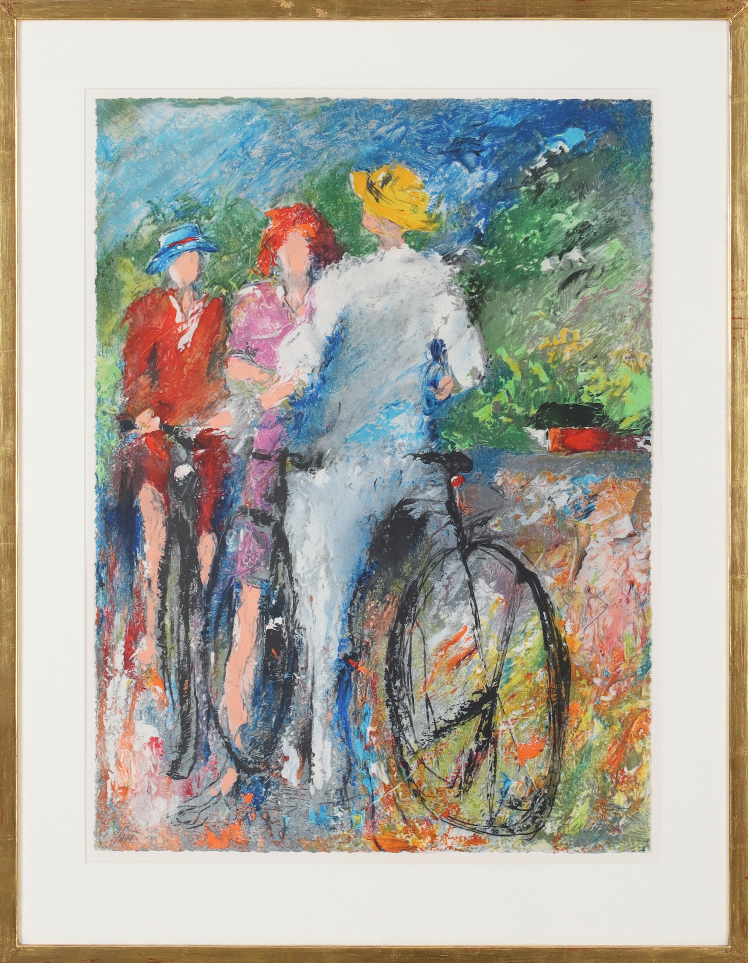 KARL HÖGLUND. Cyklister, färglitografi, signerad och numrerad 11/290.