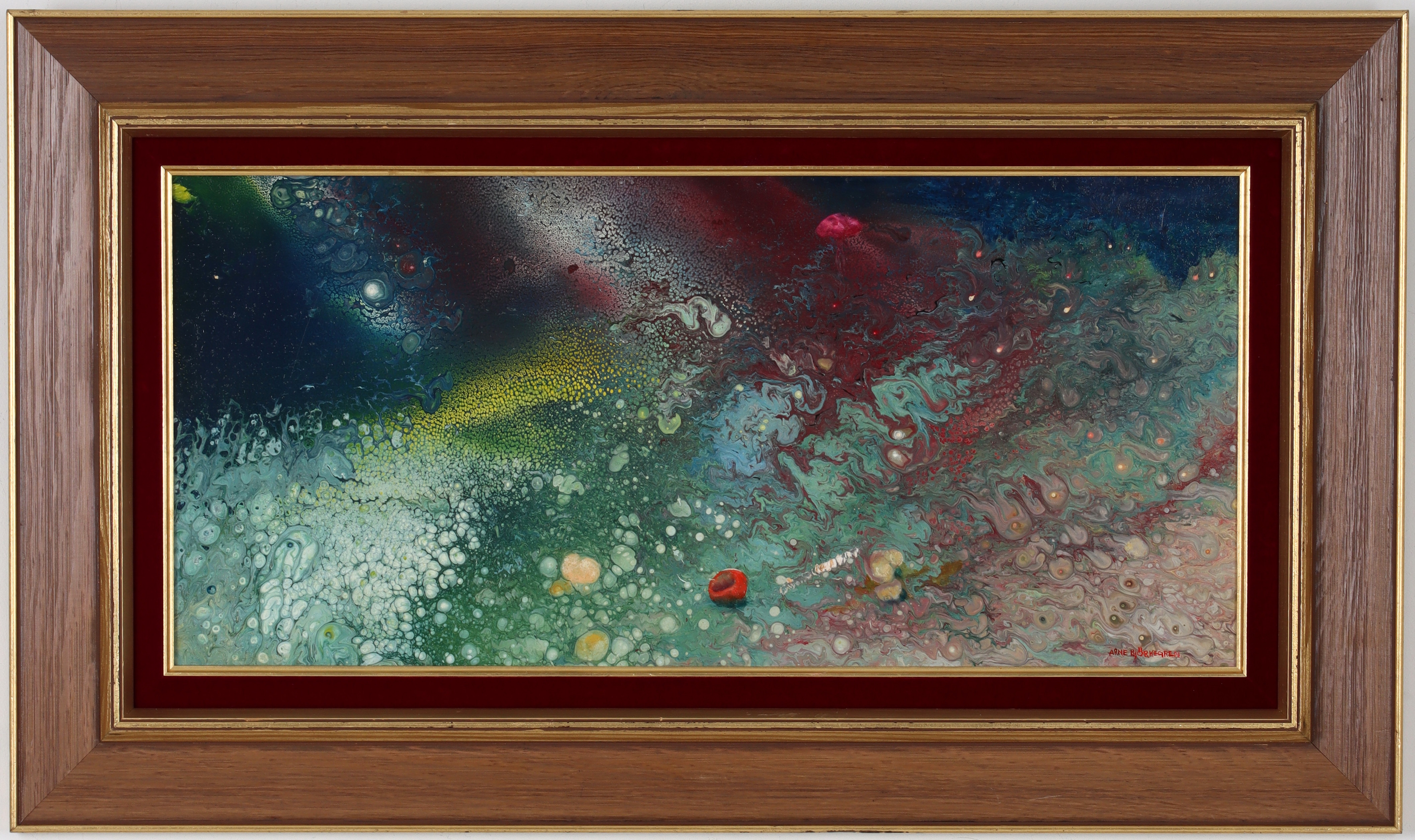 ARNE BJÖRKEGREN. Komposition, blandteknik på pannå, signerad.