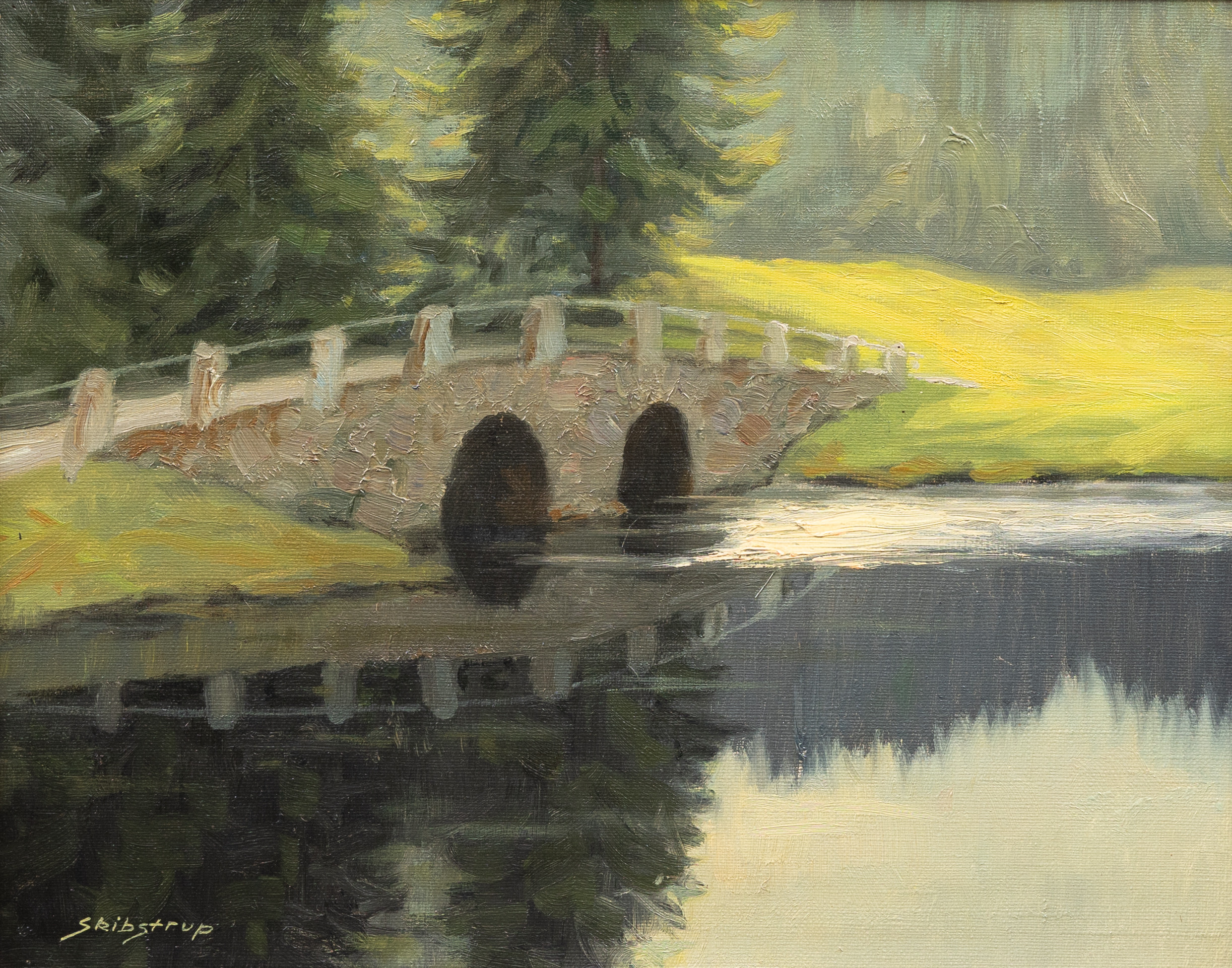 OLE SKIBSTRUP. Gammal stenbro, olja på duk, signerad Skibstrup.
