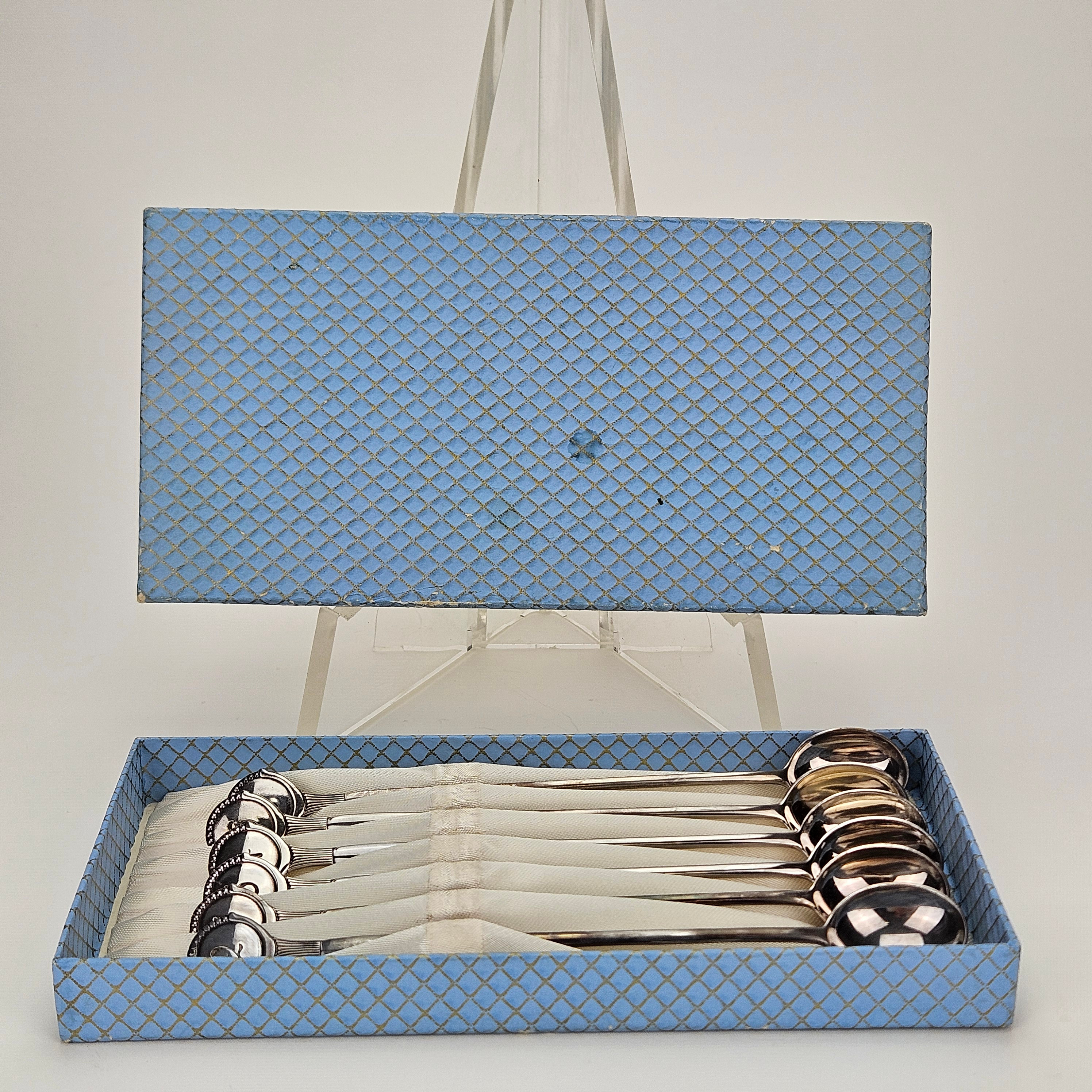 COCKTAILSKEDAR, 6 st, nysilver, GAB, 1900-tal.