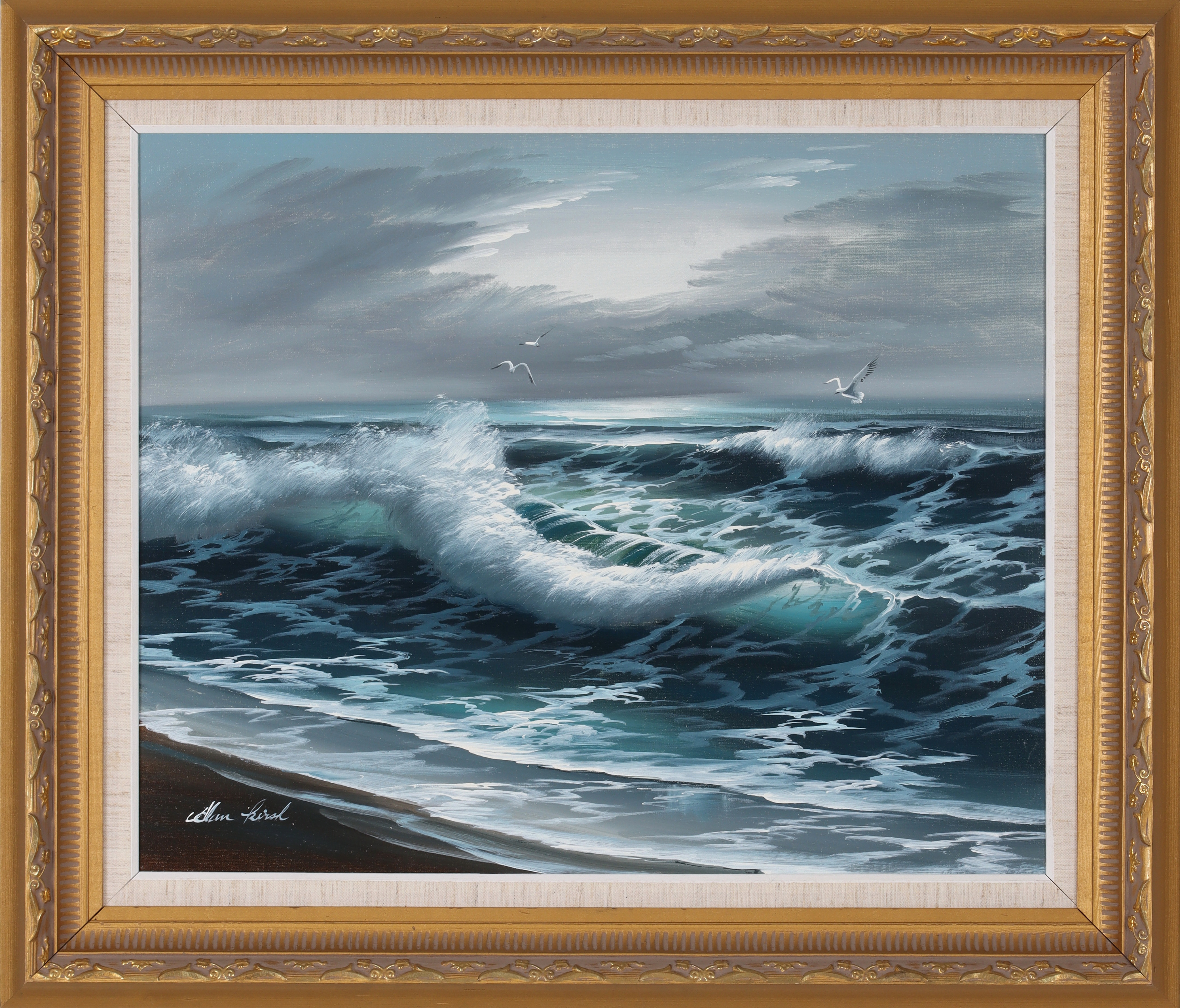 ALAN KIRSCH. Havsvy, olja på duk, signerad.
