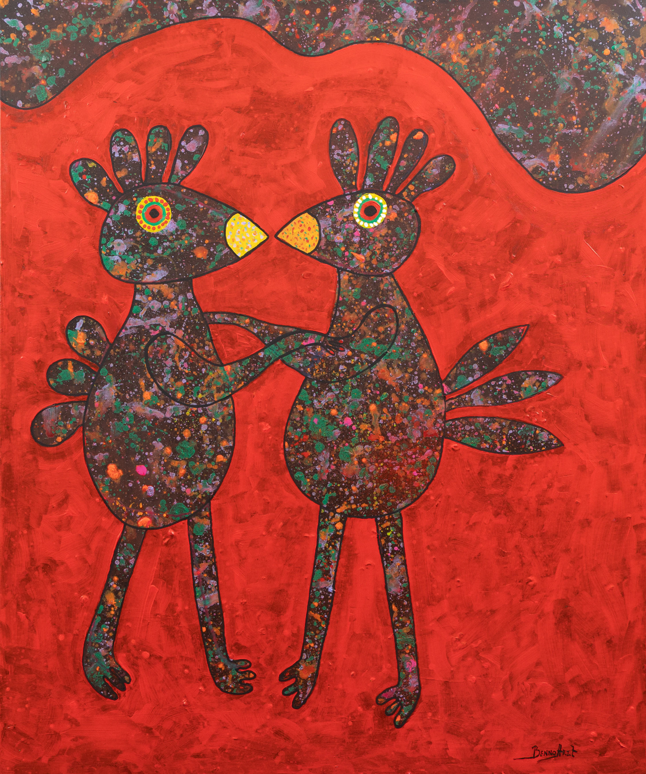 BENNO ARZT. "Our first kiss", akryl på duk, signerad.