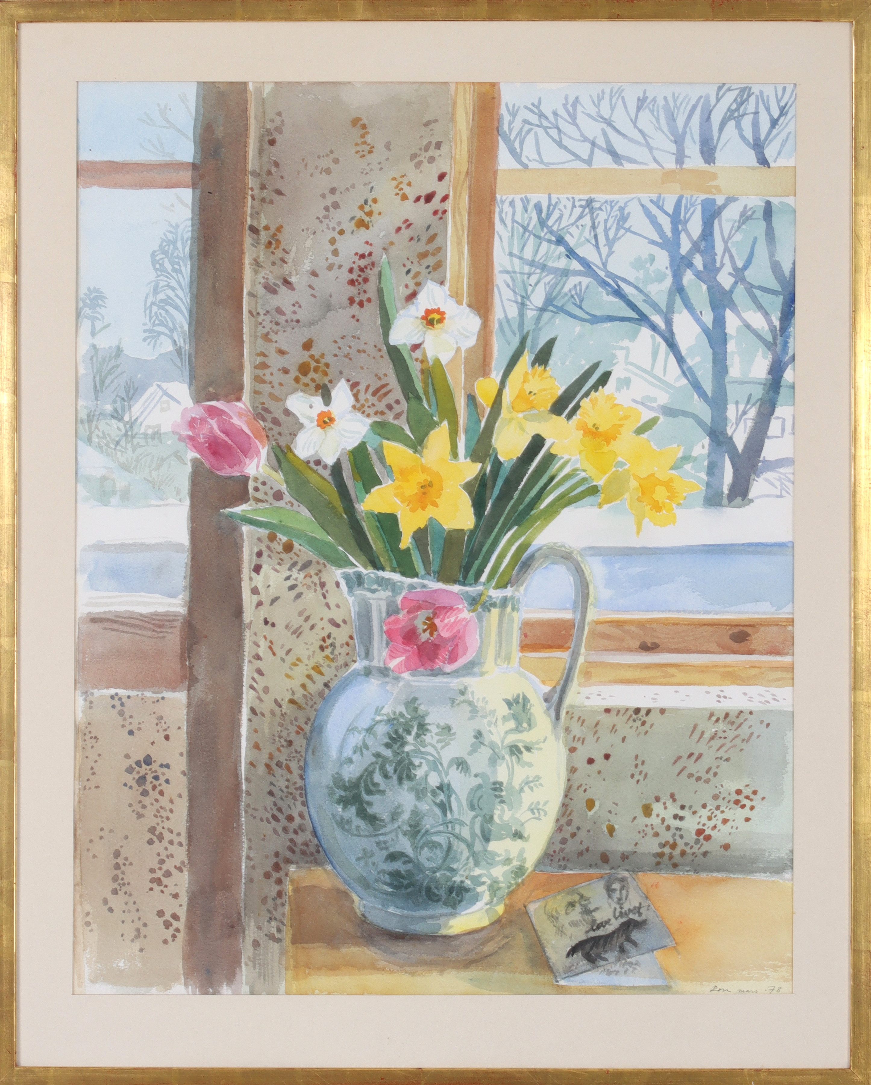 OIDENTIFIERAD KONSTNÄR. Blomsterstilleben, akvarell, signerad Rosa, mars -78.