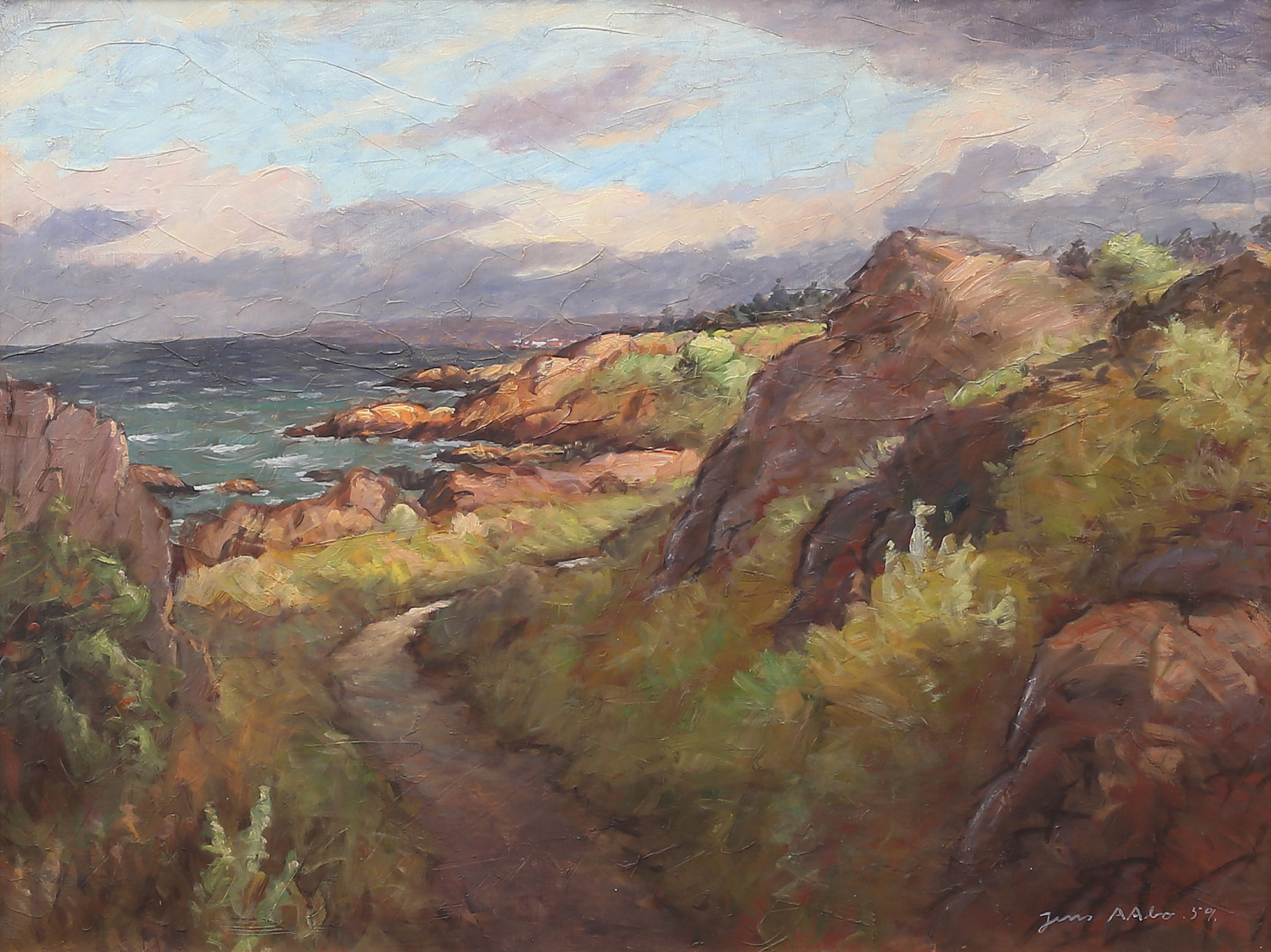 JENS AABO. Kustparti, olja på duk, signerad, daterad 59.