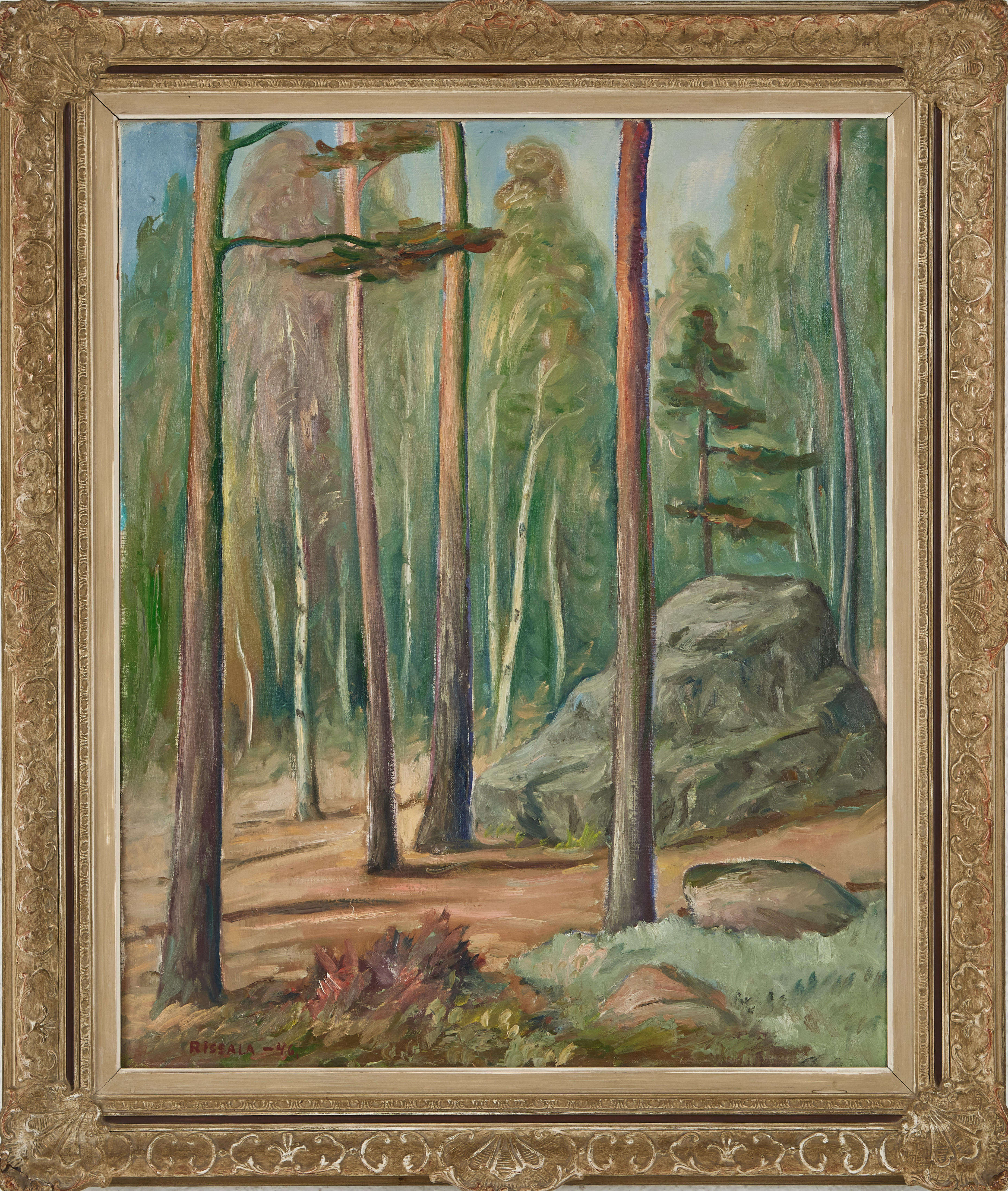 KAAPO RISSALA ( FIN 1900-1971). "Hiidenkivi", olja på duk, signerad, -46.