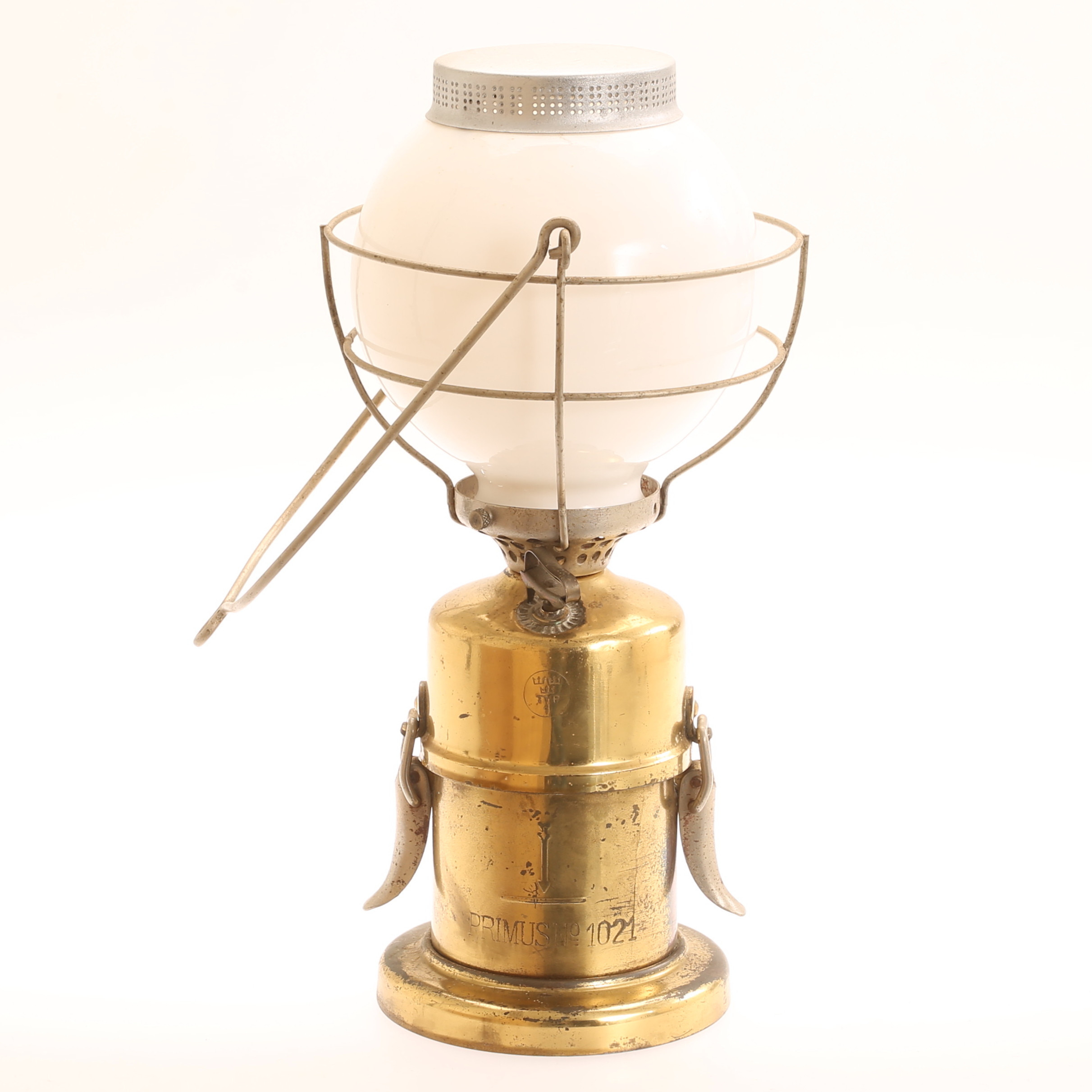 KARBIDLAMPA, glas/mässing, Primus No 1021.