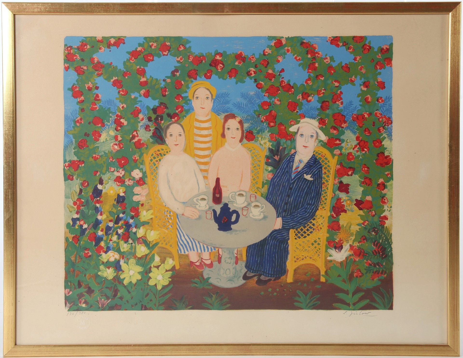 LENNART JIRLOW. 1936-2020. Färglitografi, "Dans le Jardin", 1975.