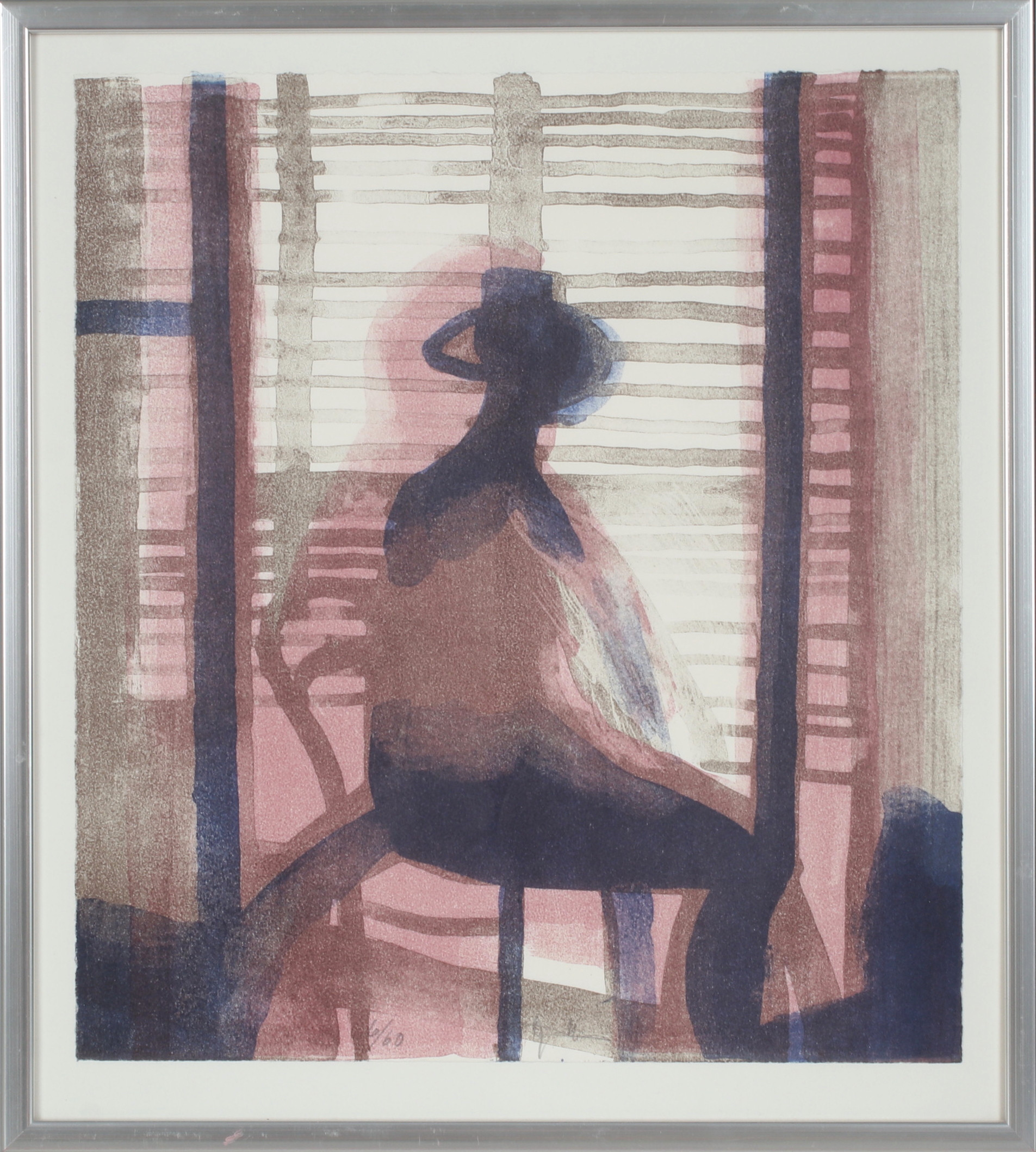 ÖRJAN WIKSTRÖM. Sittande figur, färglitografi, signerad och numrerad 6/60.