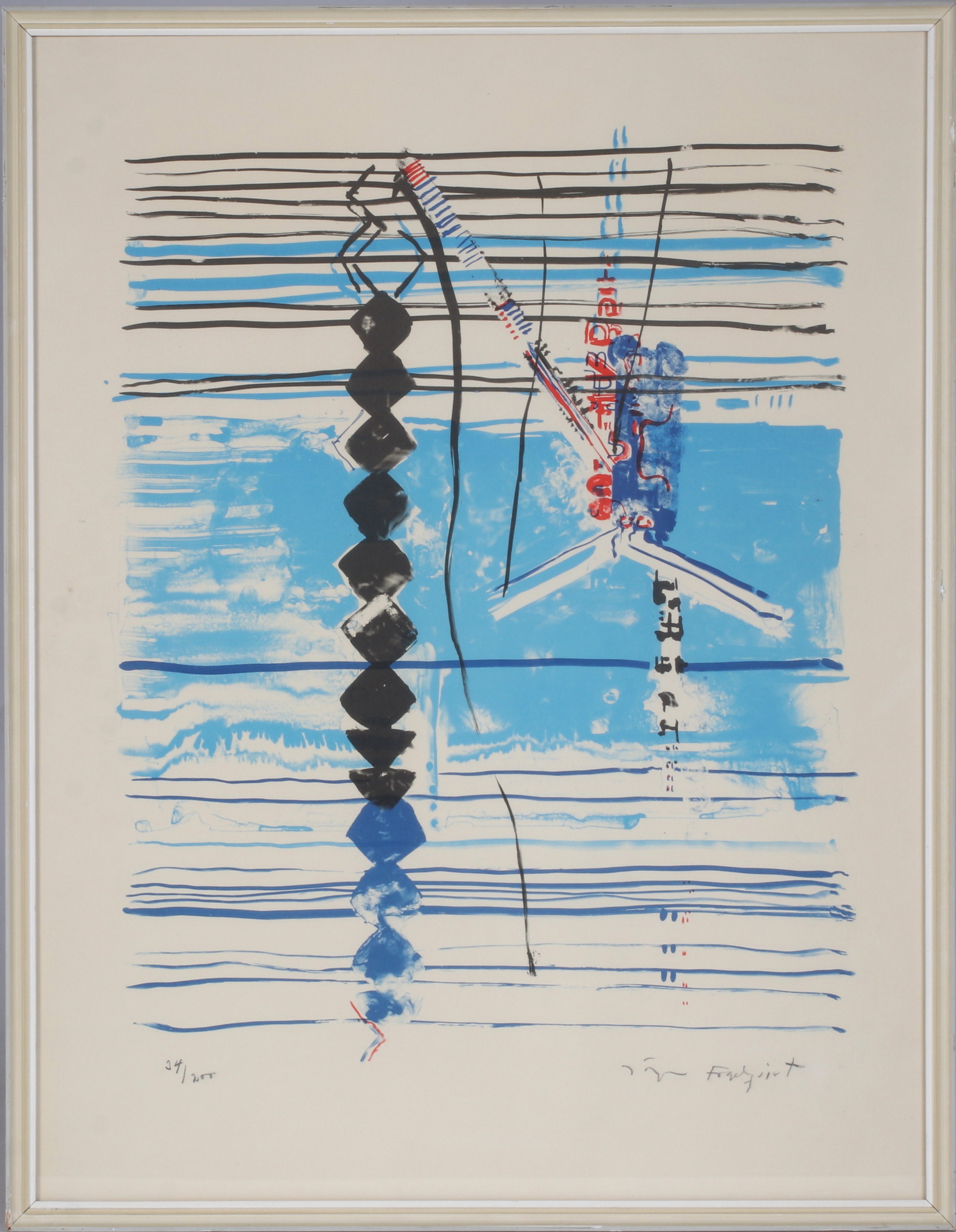 JÖRGEN FOGELQUIST. Komposition, färglitografi, signerad och numrerad 34/200.