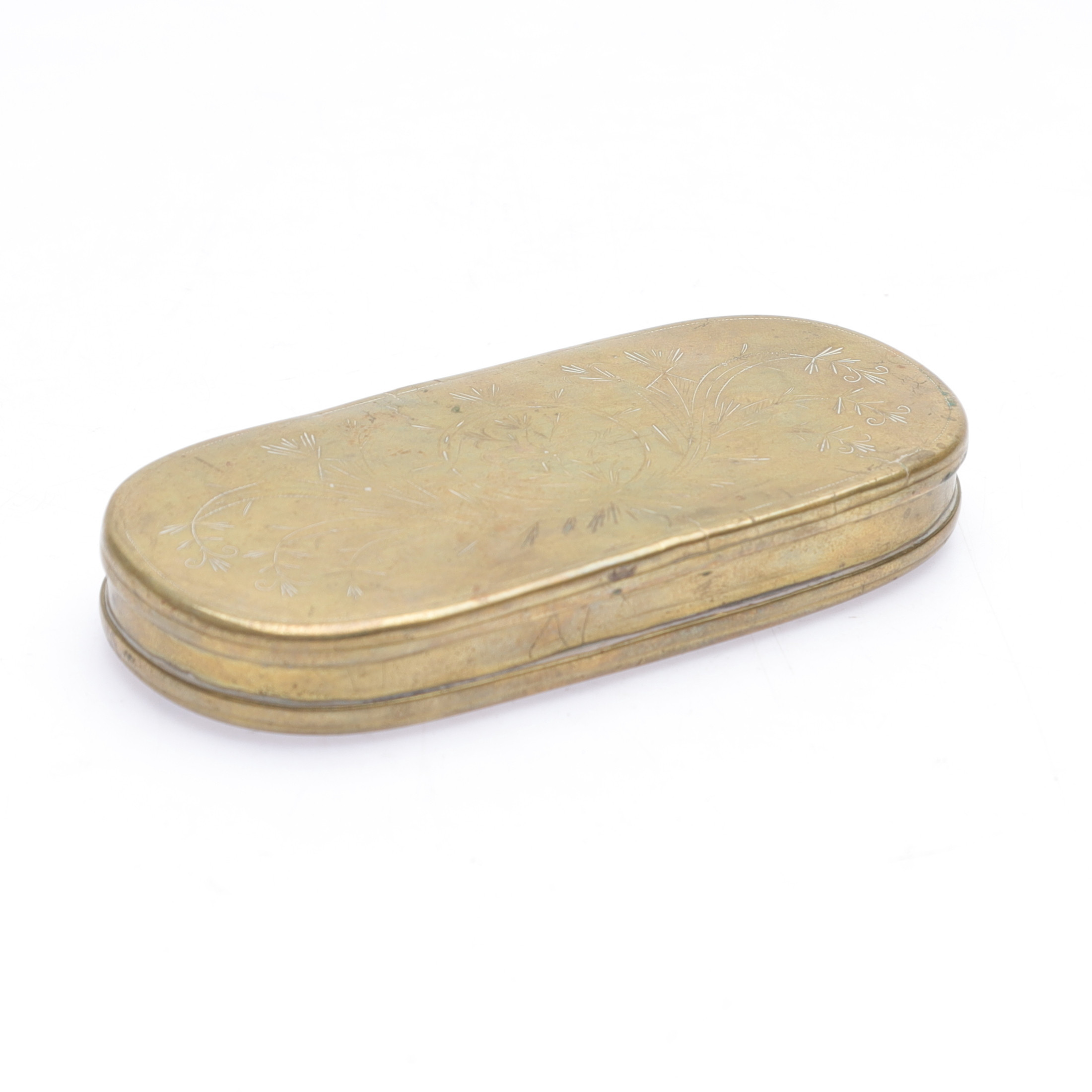 SNUSDOSA, mässing, möjligen Skultuna, 1800-tal.