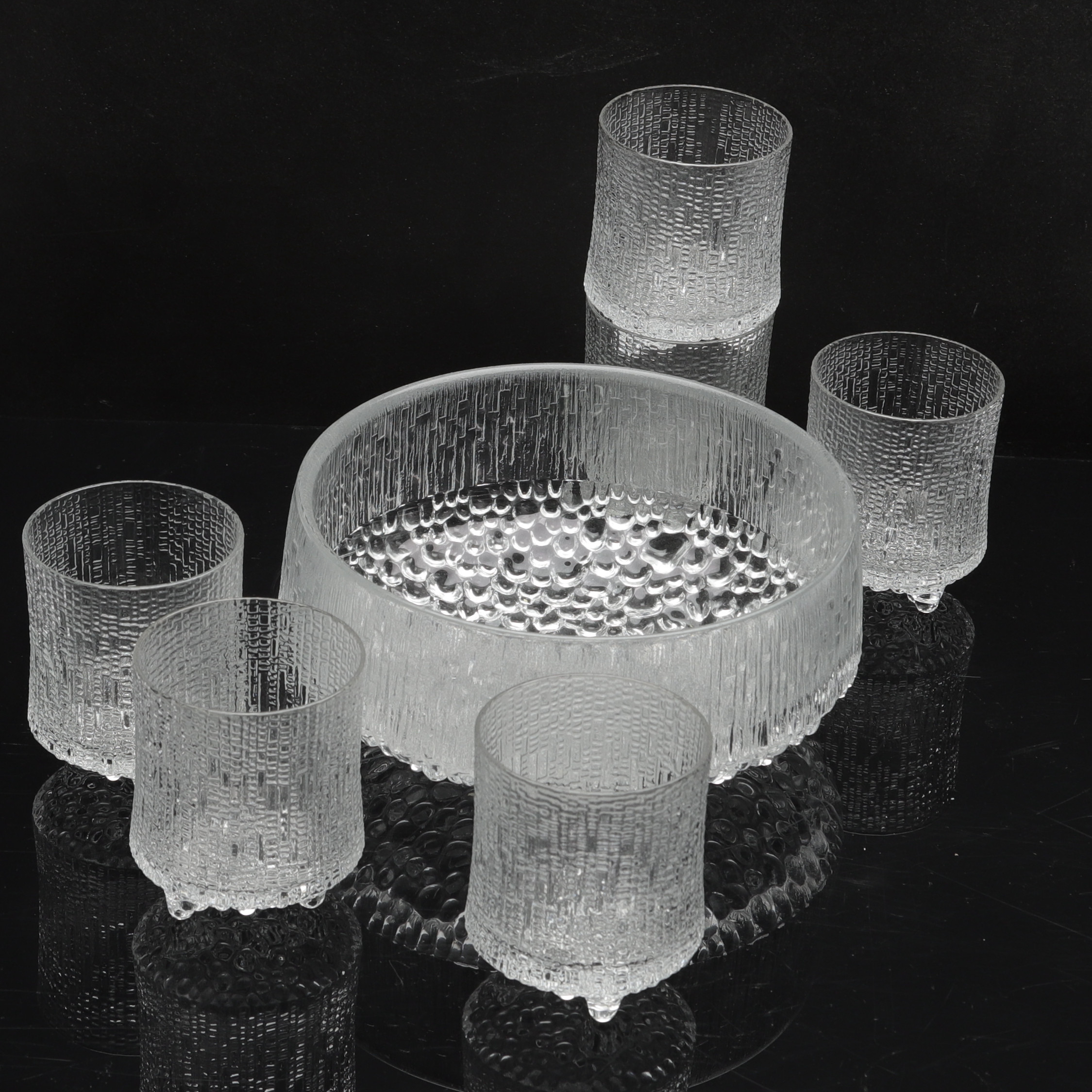 TAPIO WIRKKALA. glas, 7 delar, glas, "Ultima Thule", Iittala, Finland.