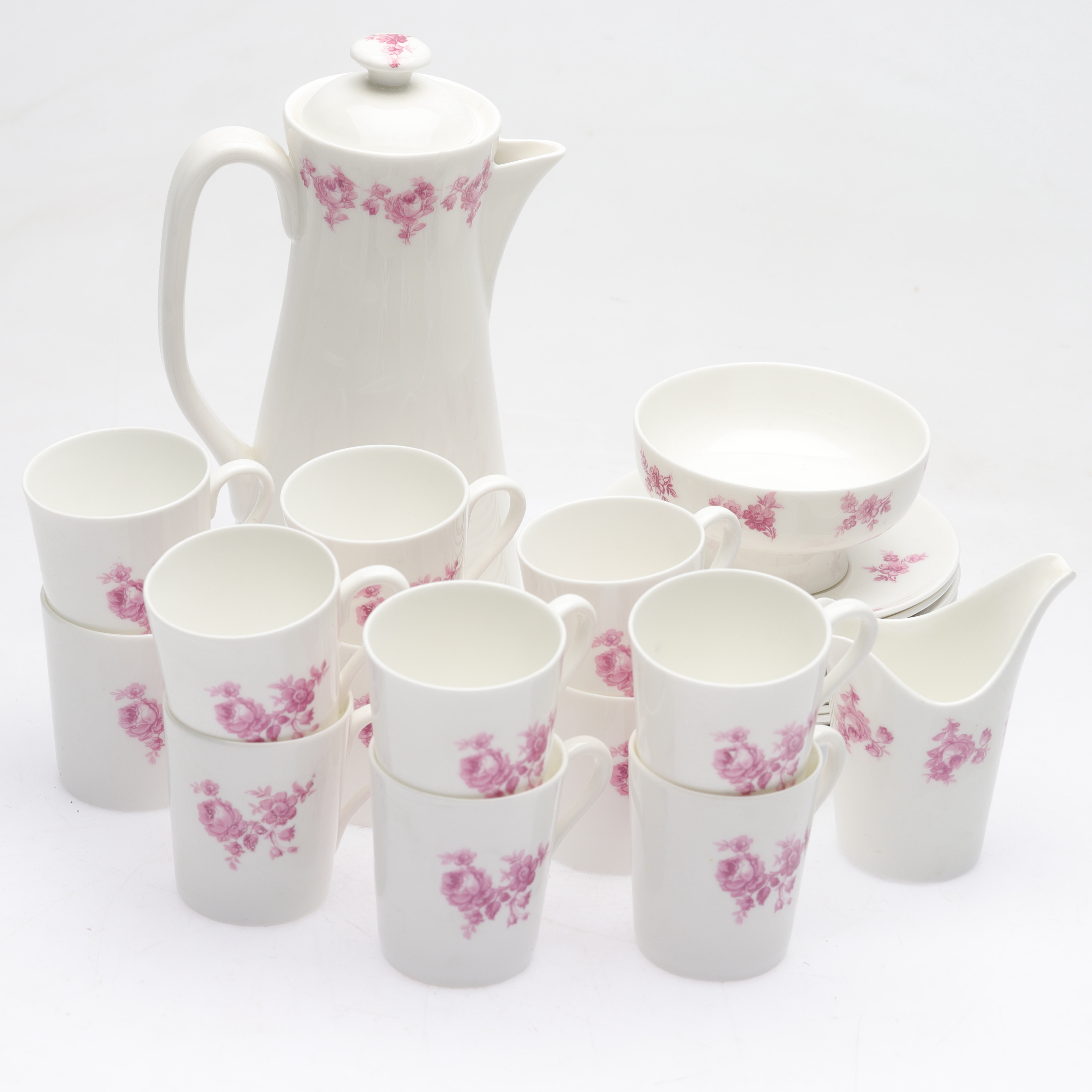 MOCCASERVIS, 27 delar, benporslin, "Rödhätta", Gustavsberg.