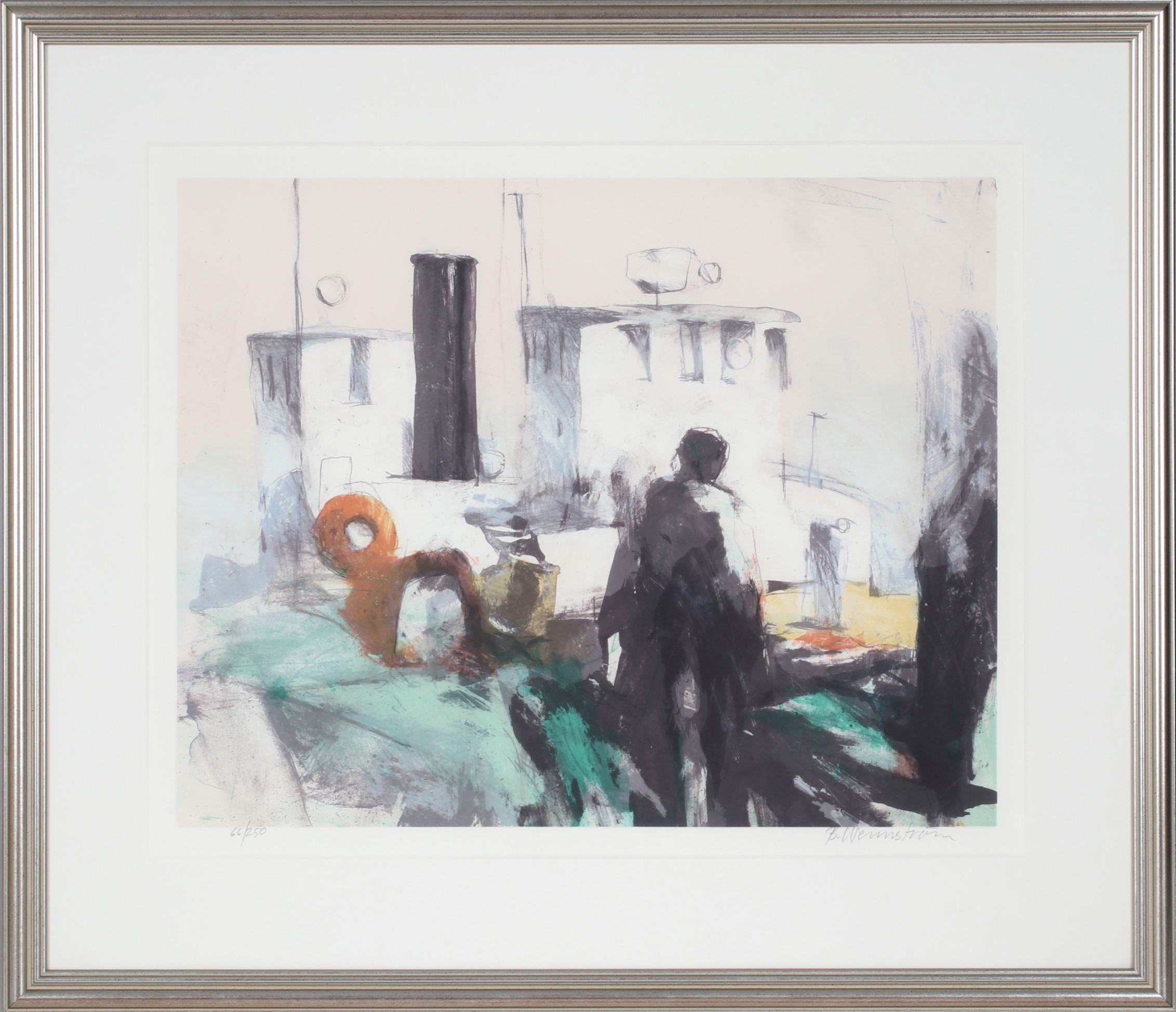 BERNDT WENNSTRÖM. Vid hamnen, litografi, signerad och numrerad 66/250.