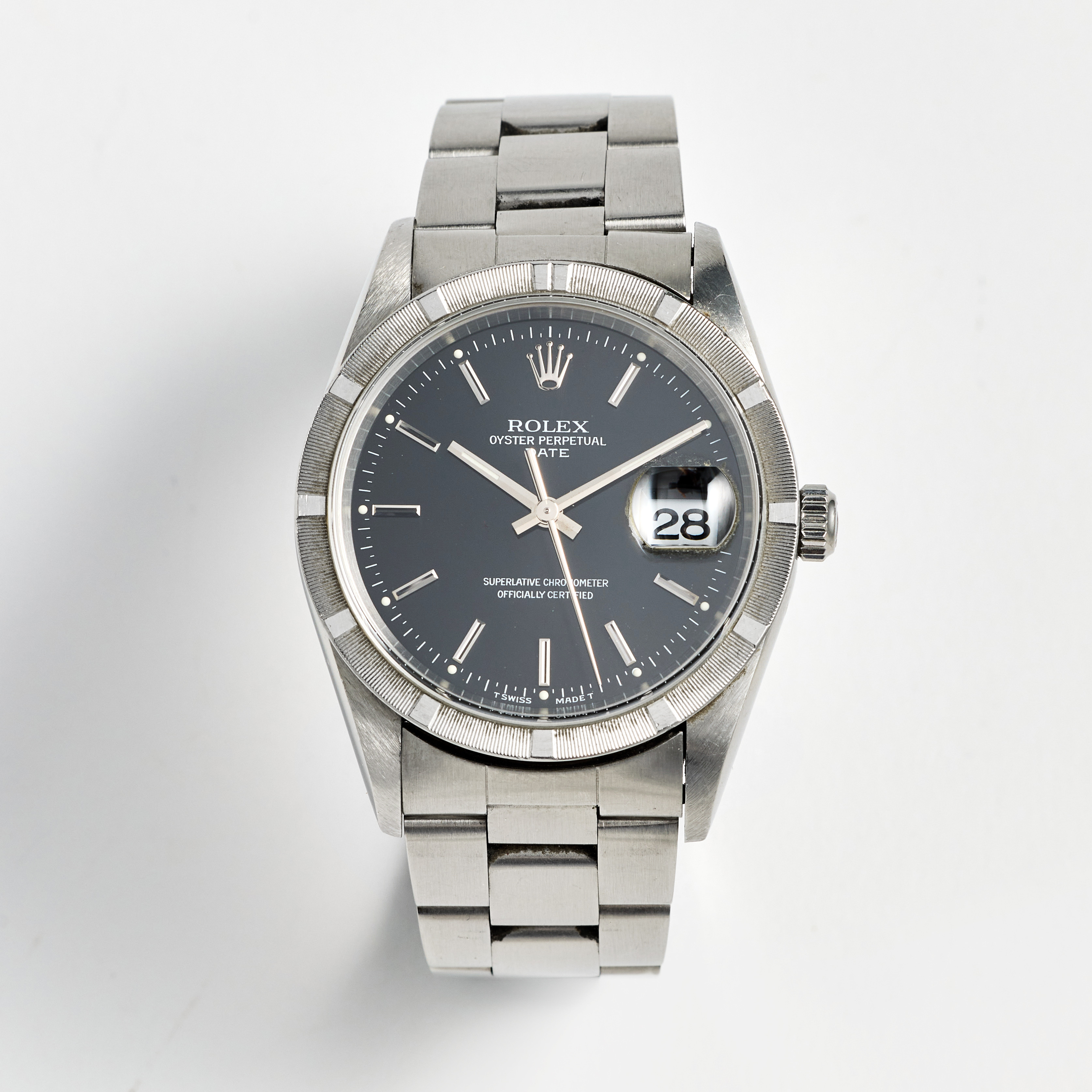ROLEX, Oyster Perpetual, Date (T Swiss Made T), Chronometer, armbandsur, 34 mm, stål, certifikat, november 1997.