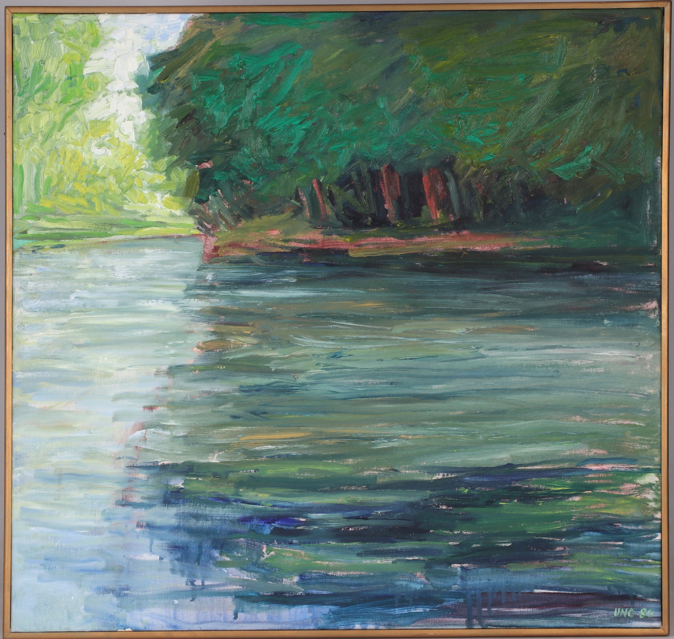 UNO OLSSON. "Insjö, Småland", olja på duk, signerad och daterad -86.