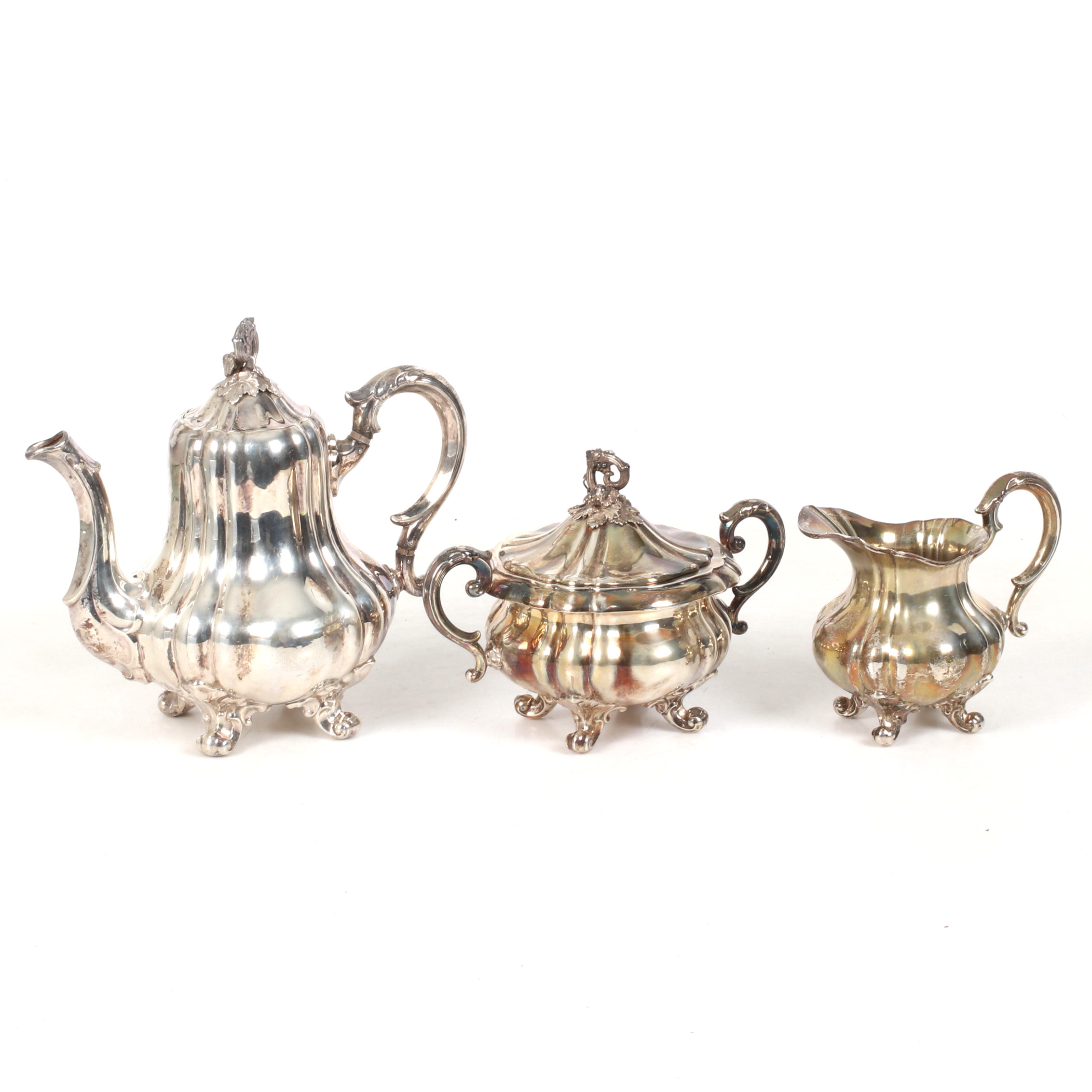 KAFFESERVISDELAR, 3 delar, silver, K. Andersson, Stockholm 1923.