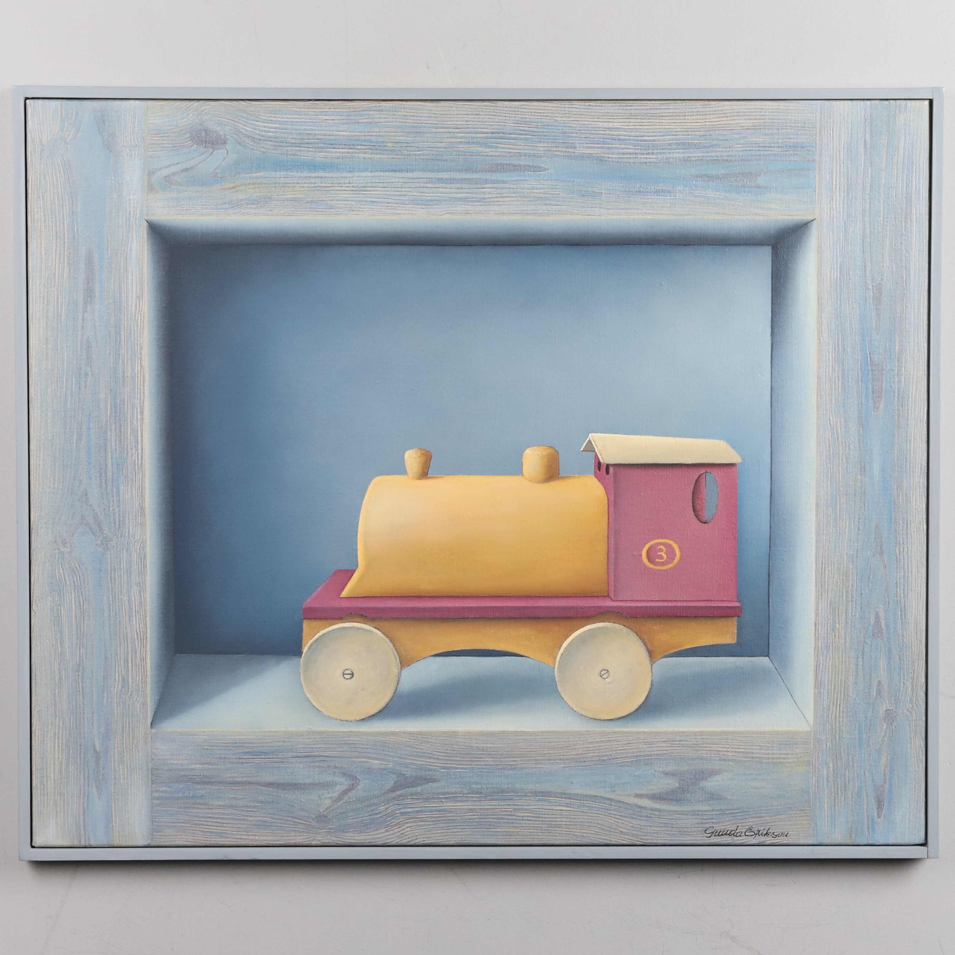 GUNDA ERIKSON. OLJA PÅ DUK, "Träloket", signerad.
