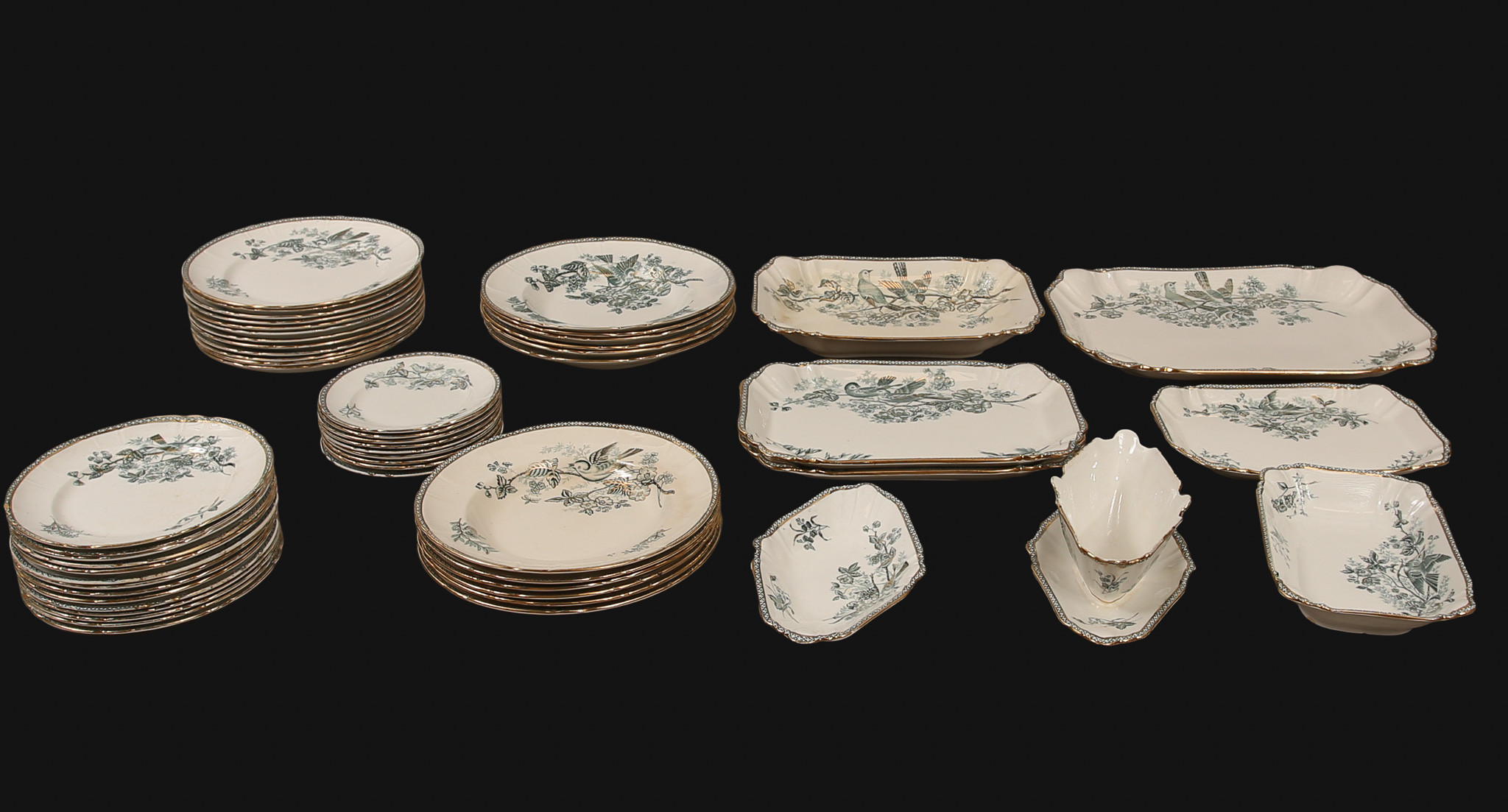 SERVISDELAR, Gustafsberg Wexiö & Rörstrand, 1900-tal. 55-delar.