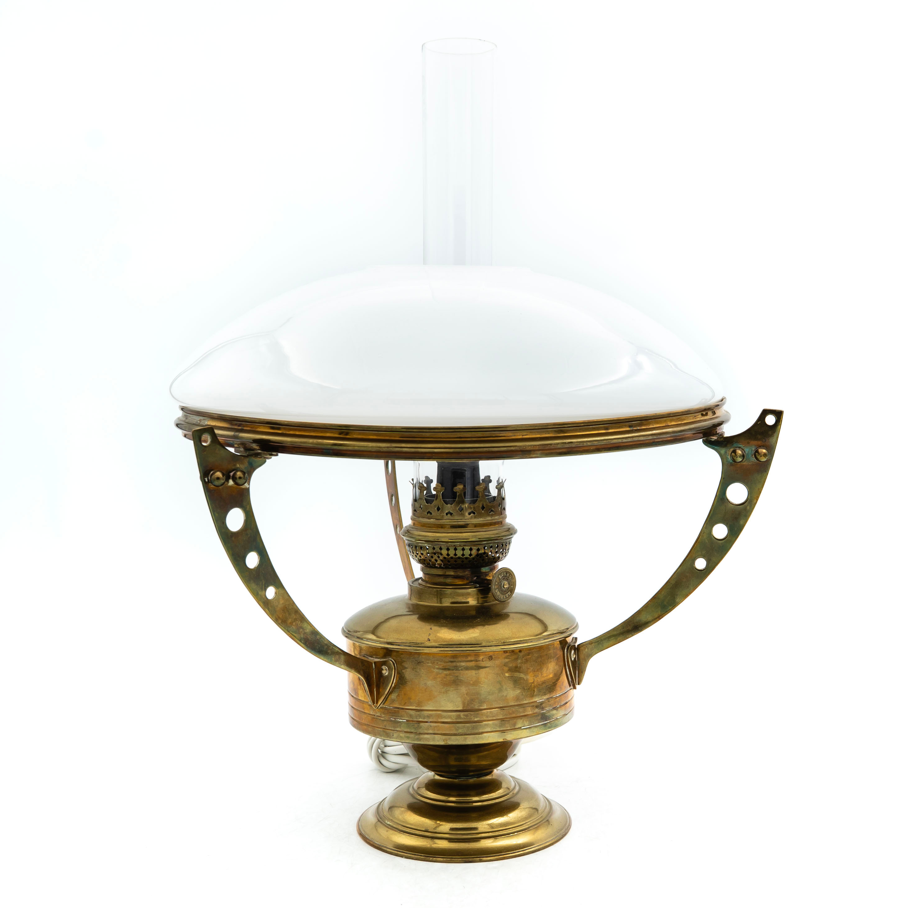 BORDSFOTOGENLAMPA, mässing, jugend, 1900tal, elektrifierad.