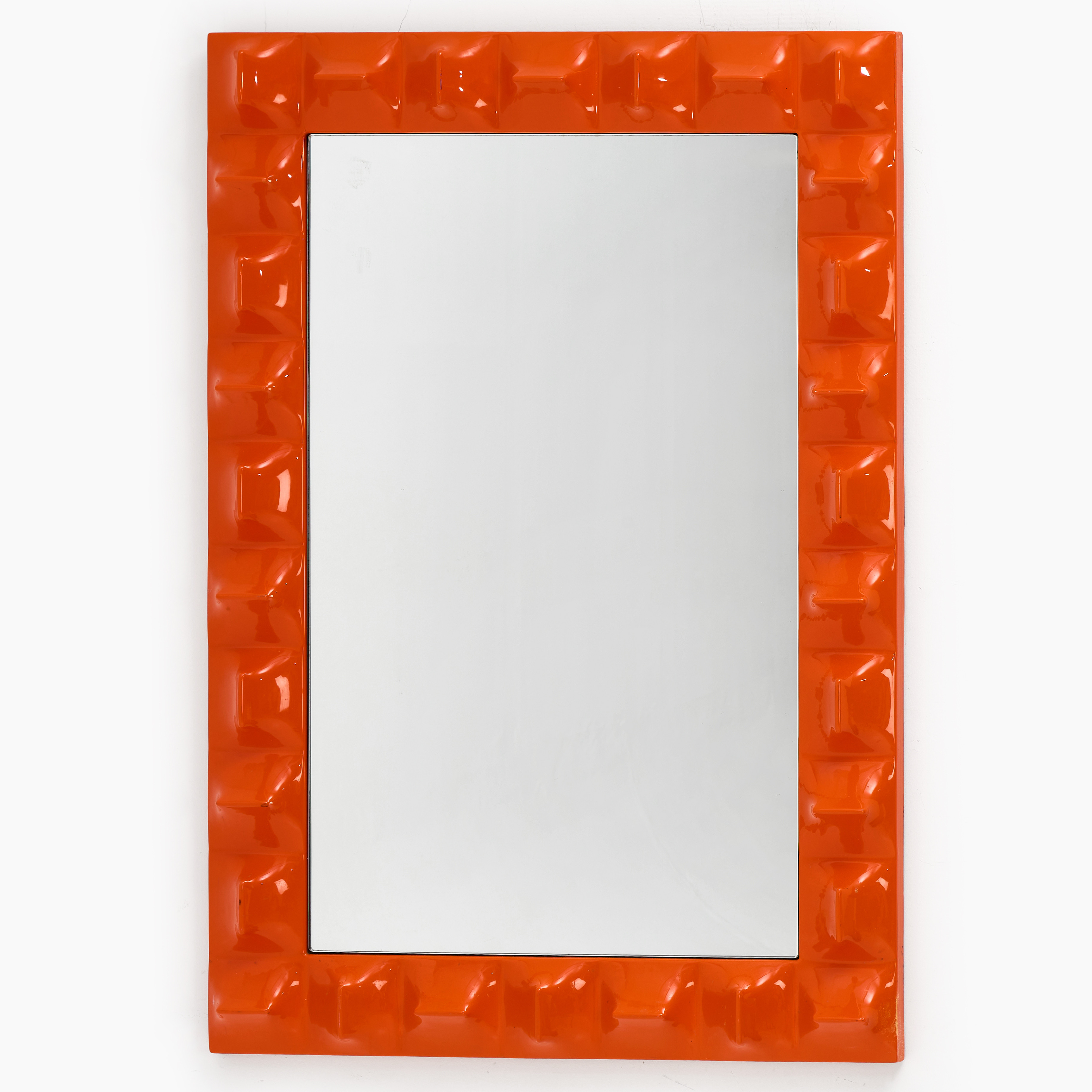 LARS GÖRAN NILSSON. Spegel, "Avanti" 1970-tal, AB Nybrofabriken, Fröske, orange plast.