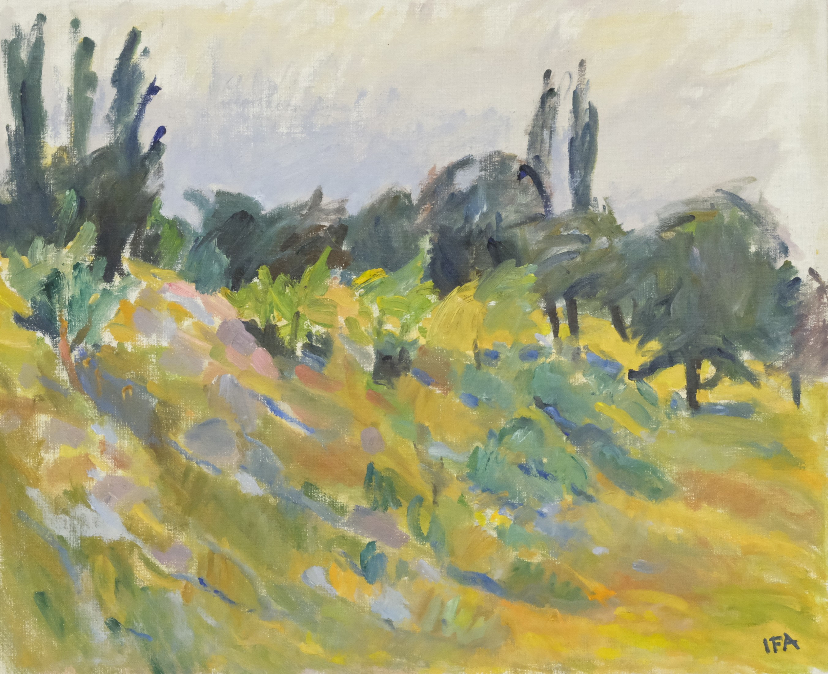 INGA FALKE ANDERSSON. LANDSKAPSMOTIV, OLJA PÅ DUK.