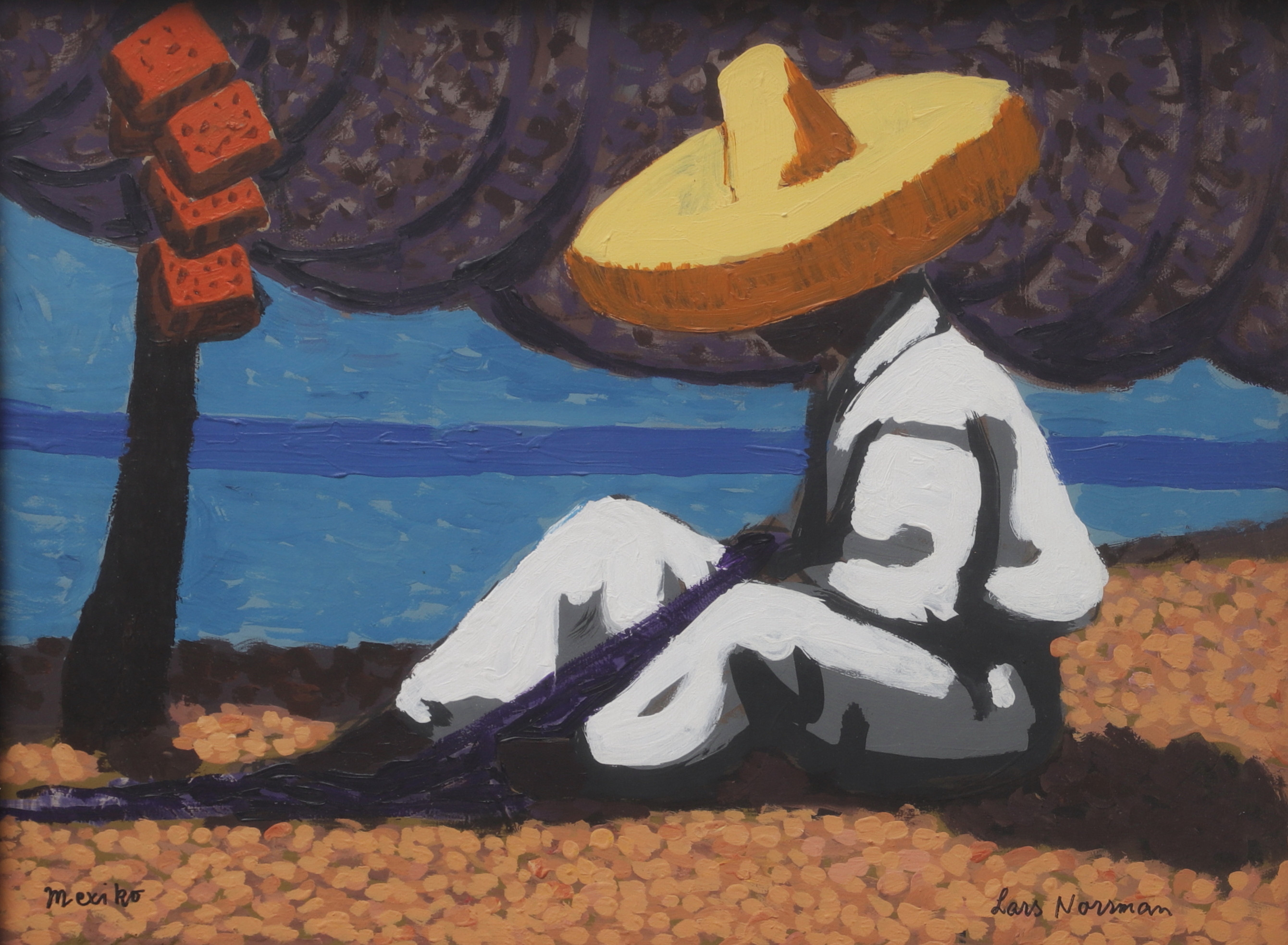 LARS NORRMAN. "Mexikansk fiskare", olja på pannå, signerad.