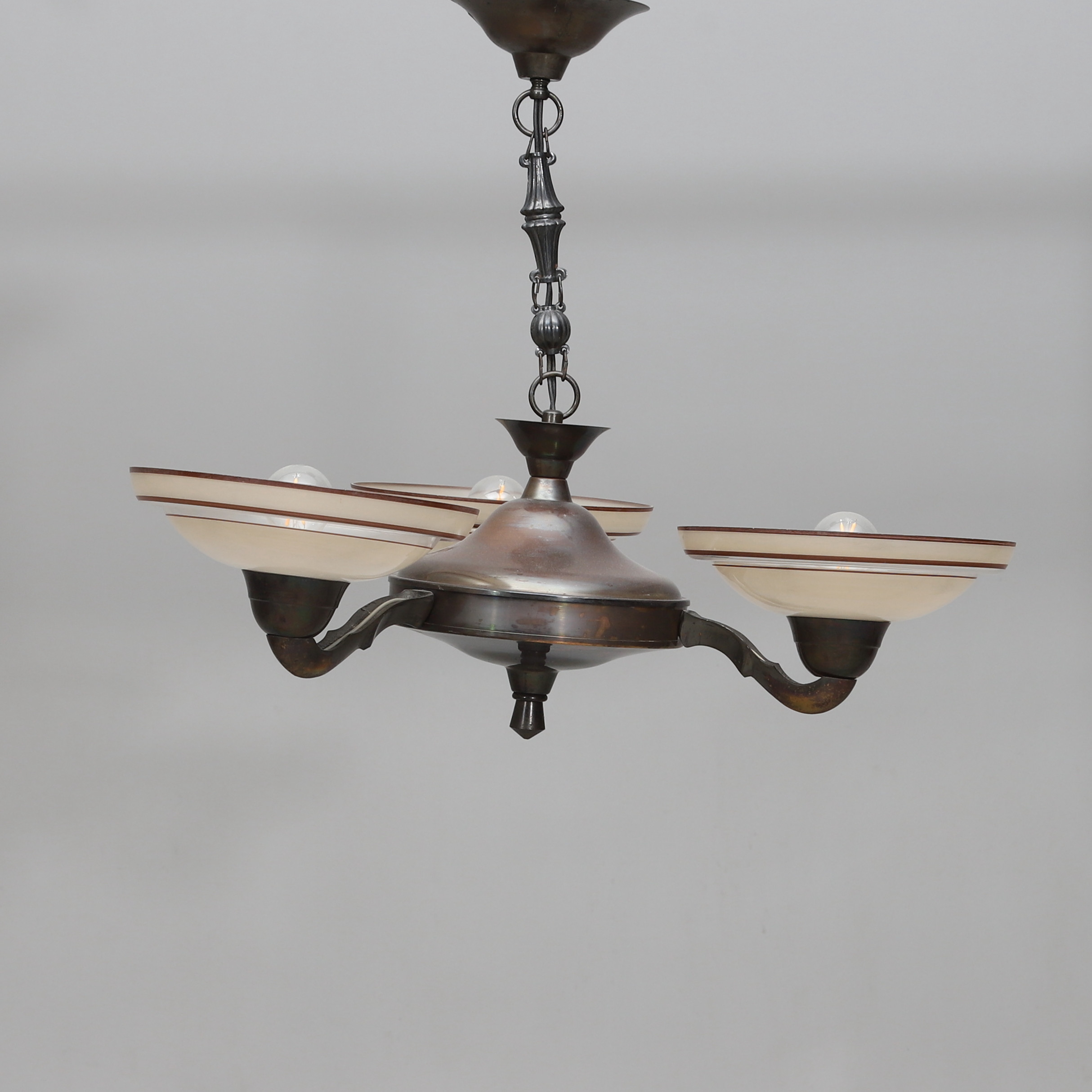 TAKLAMPA, metall och glas, art deco, 1930-40-tal.