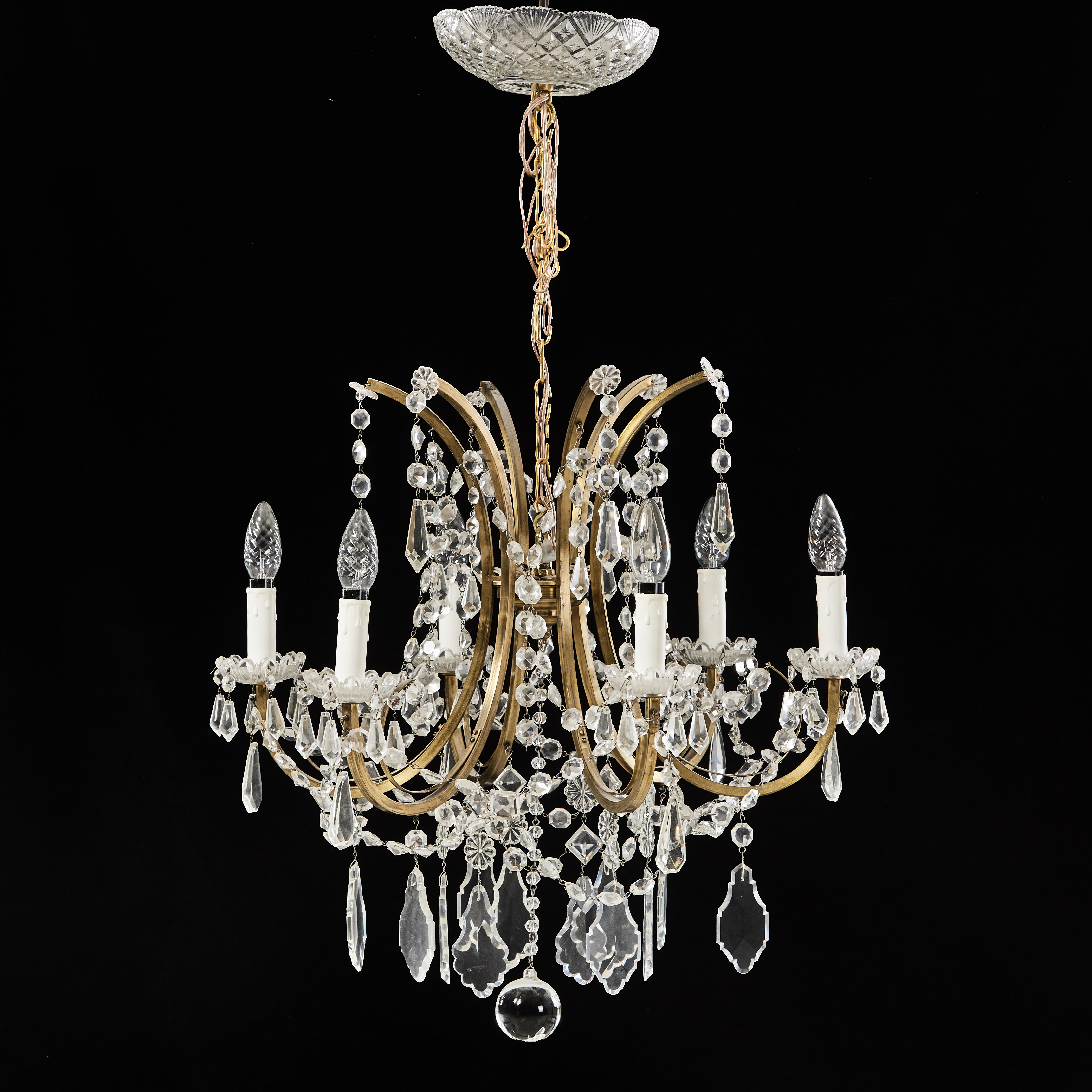 LJUSKRONA, 6 ljuspunkter, olikslipade prismor.