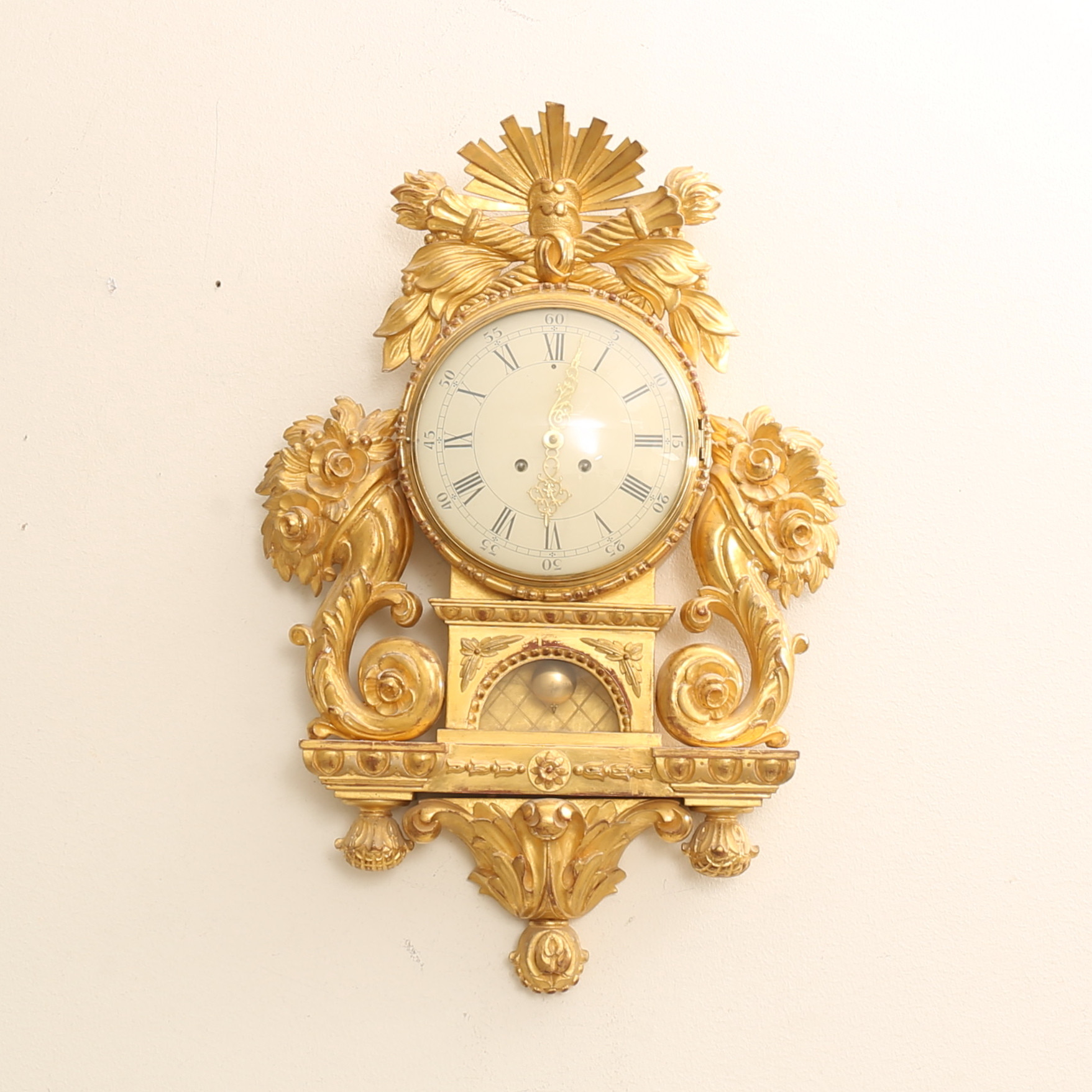 VÄGGPENDYL, bronserad och förgylld, 1900-tal.