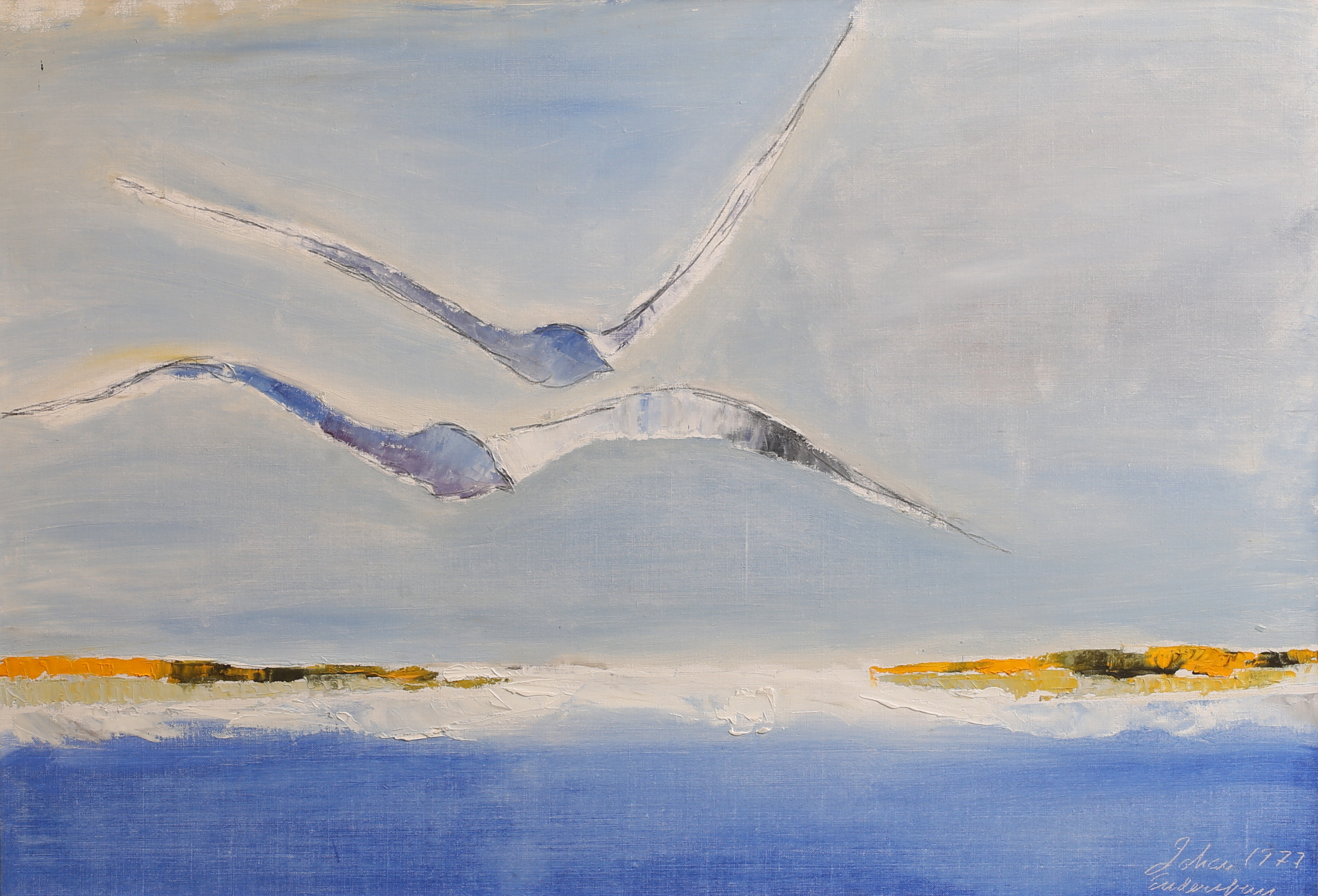 JOHAN ENDERSTEIN. Olja på duk, fåglar, signerad.