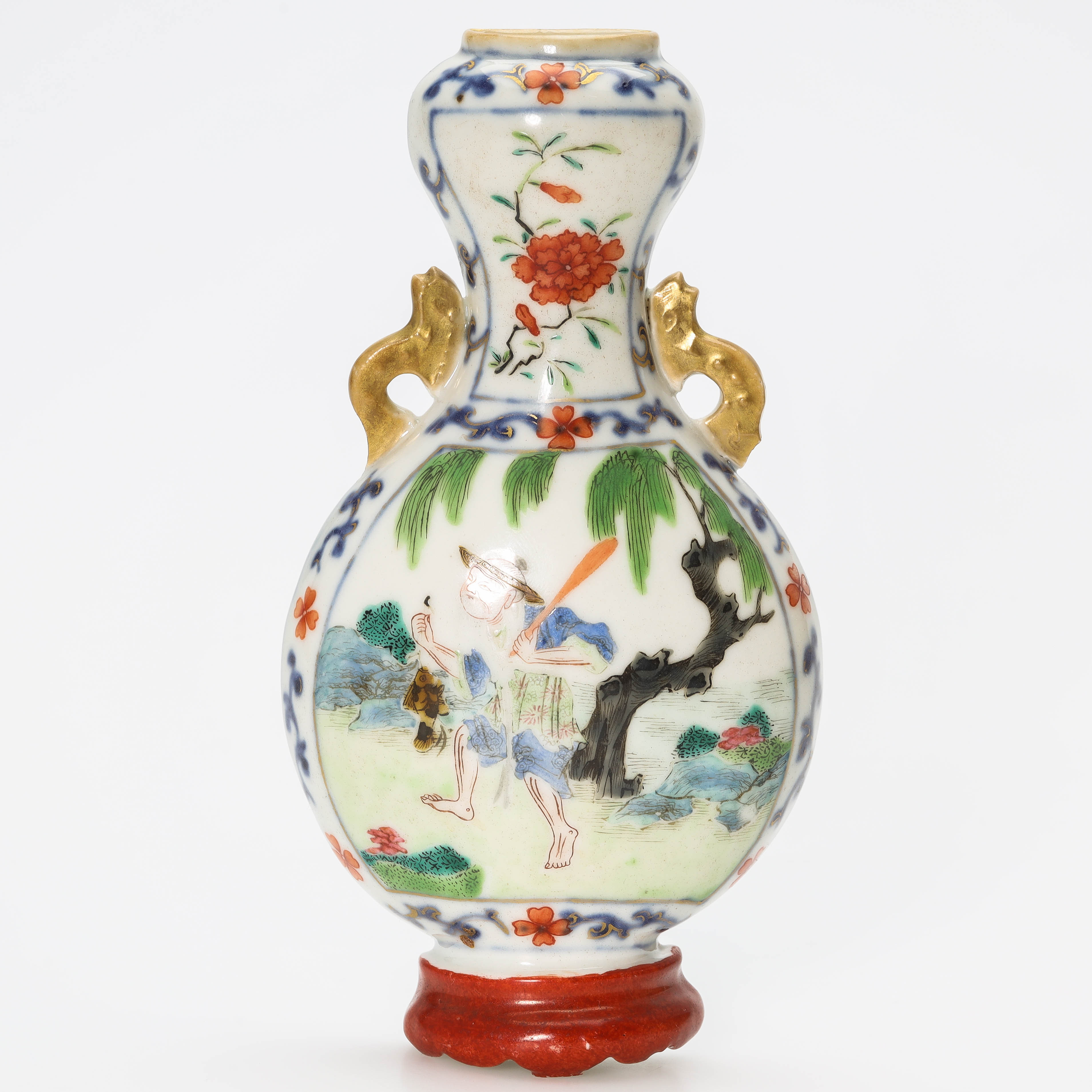 VÄGGVAS, porslin, doucai, Kina, 1800-tal.