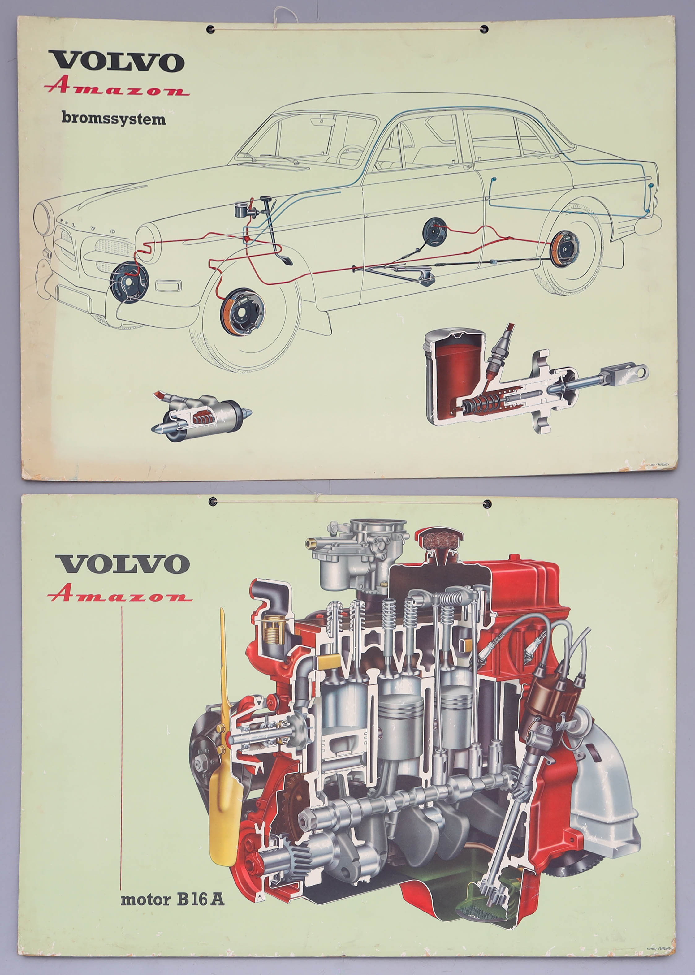 PLANSCHER, 2 stycken, Volvo Amazon, Wezäta.