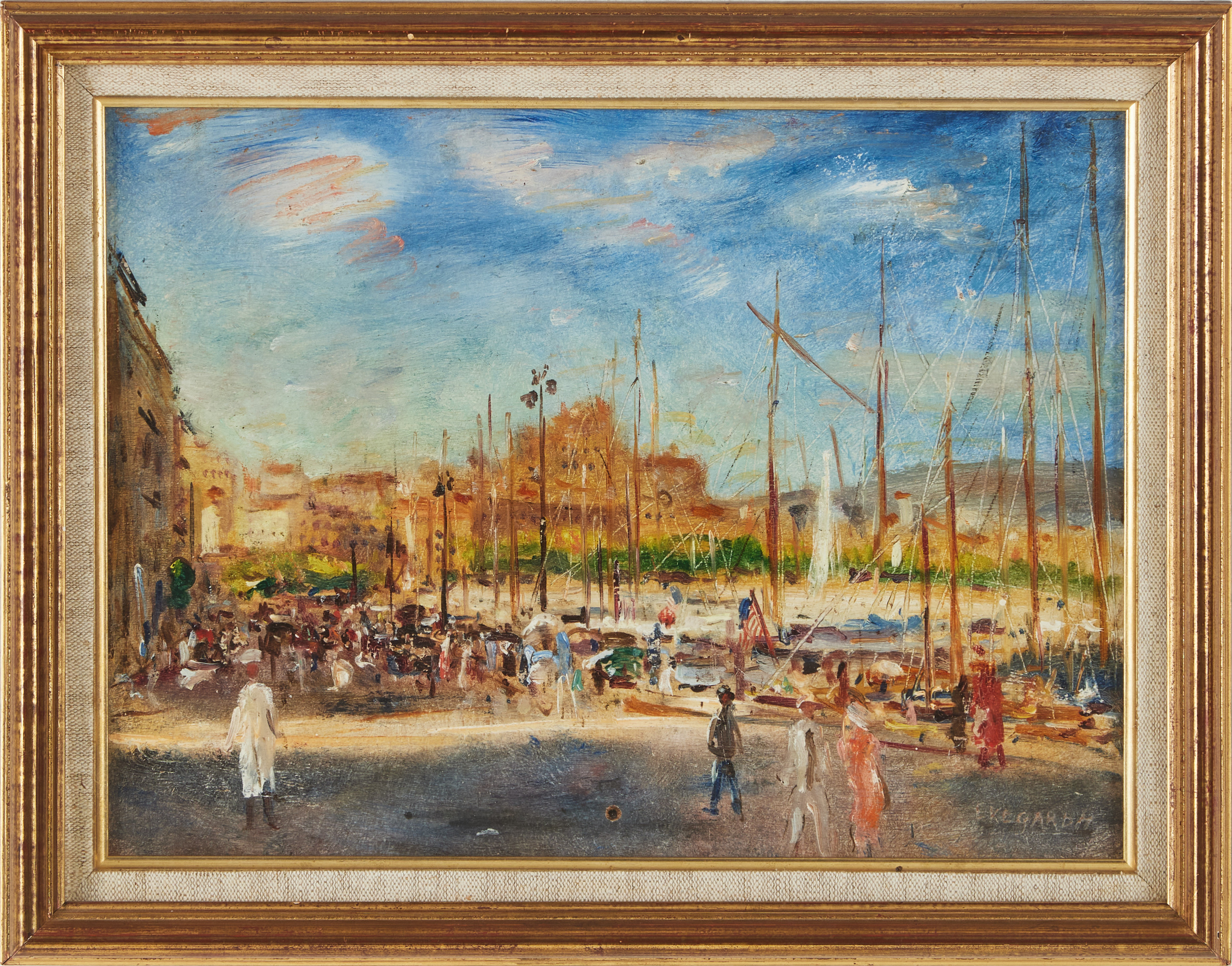 HANS EKEGÅRD. "La croisille á Cannes", olja på pannå, signerad.