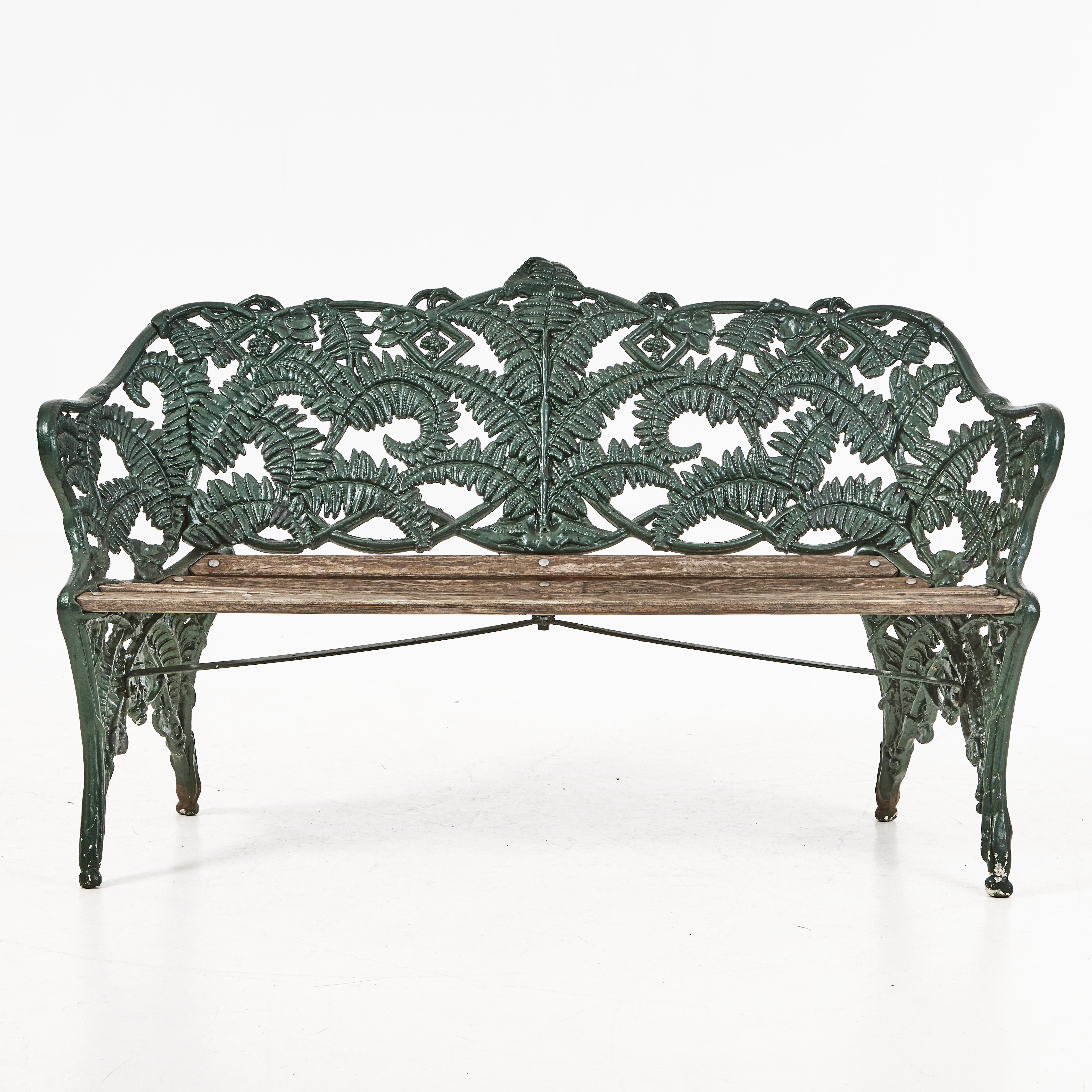 TRÄDGÅRDSSOFFA, "Ormbunke", Byarums Bruk, grönlackerat gjutjärn.