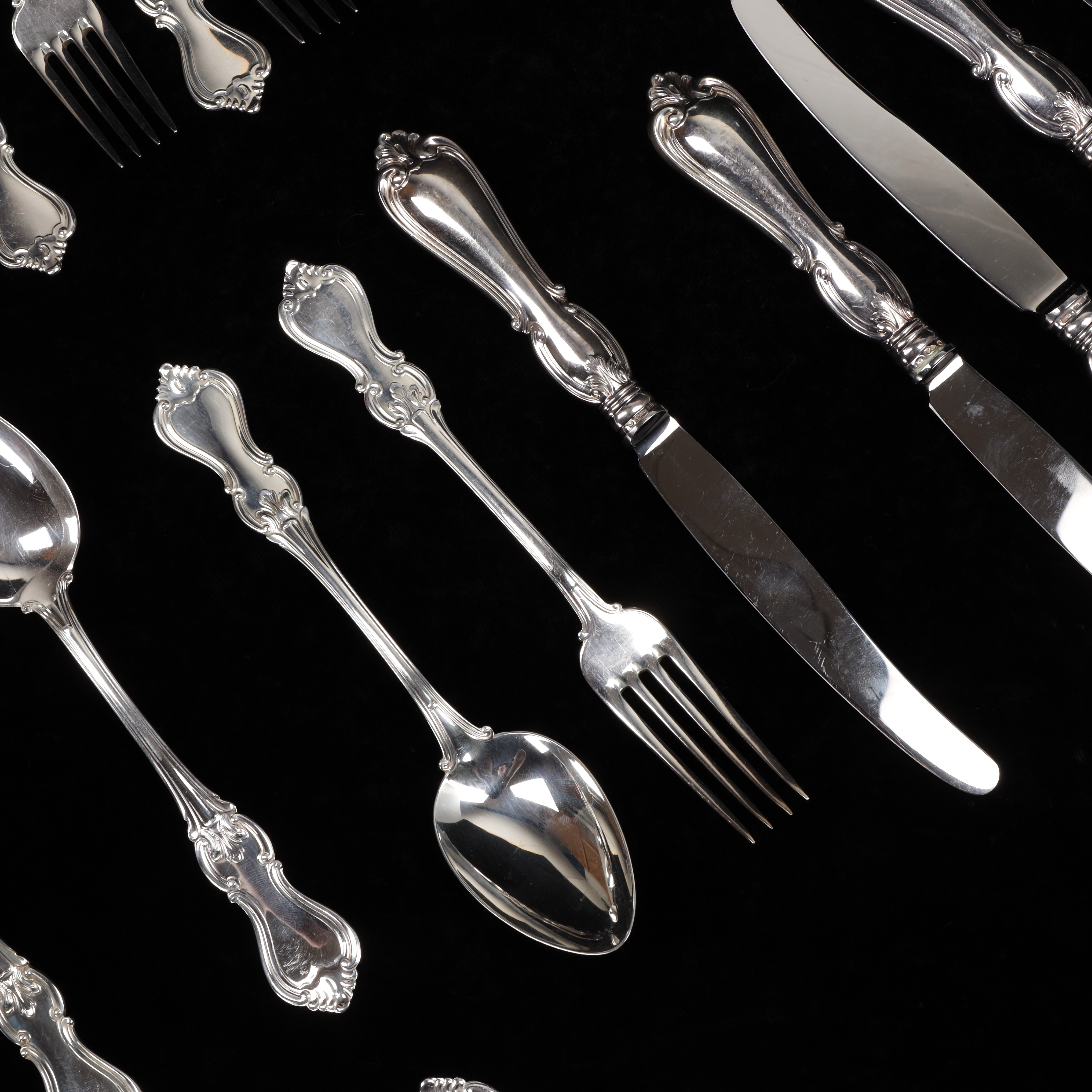 BESTICKUPPSÄTTNING, 40 delar, silver, "Olga", CG Hallberg, Stockholm, 1960-tal, total vikt 2353 gram.