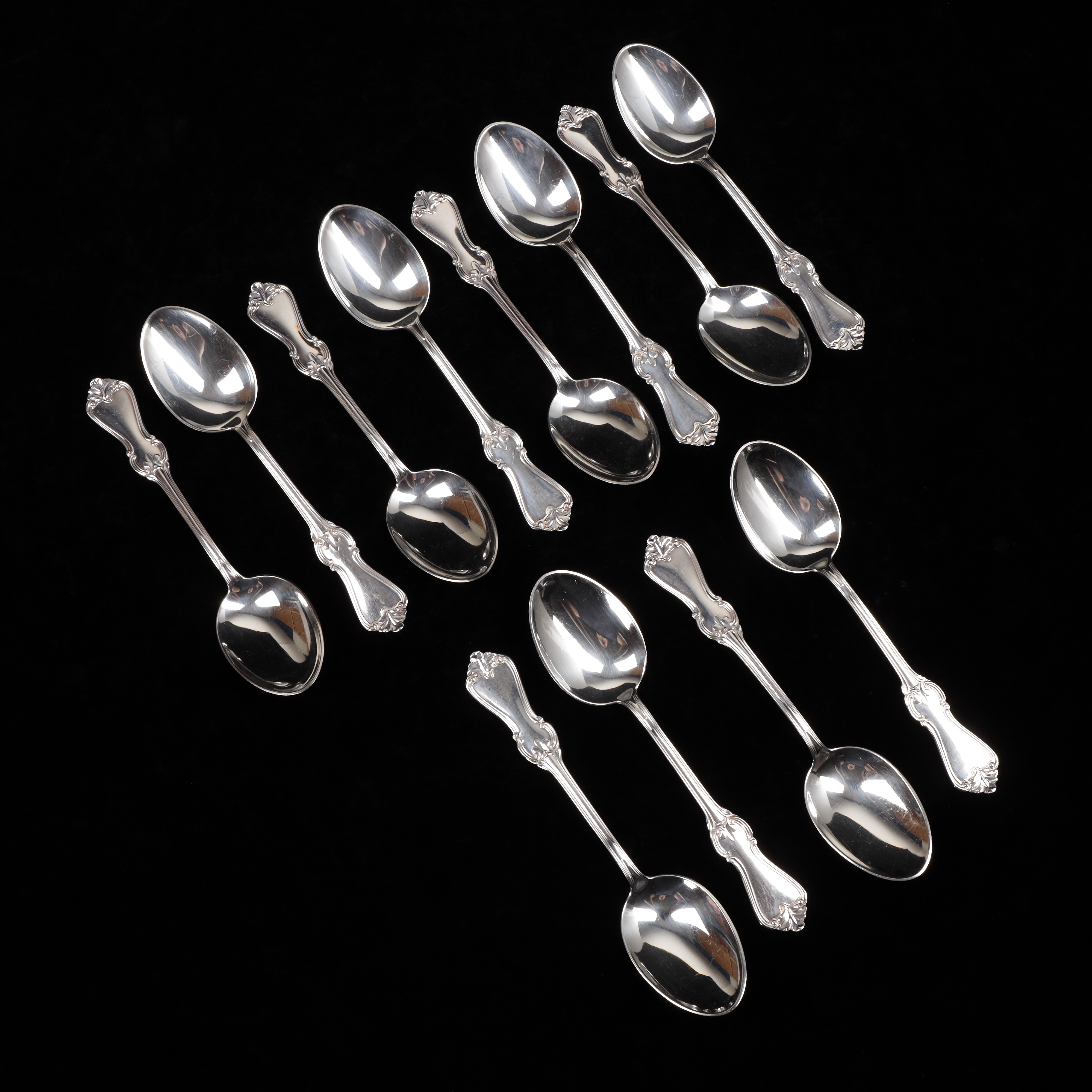 SKEDAR, 12 st, silver, "Olga", GAB, Stockholm 1956, vikt 462 gram.