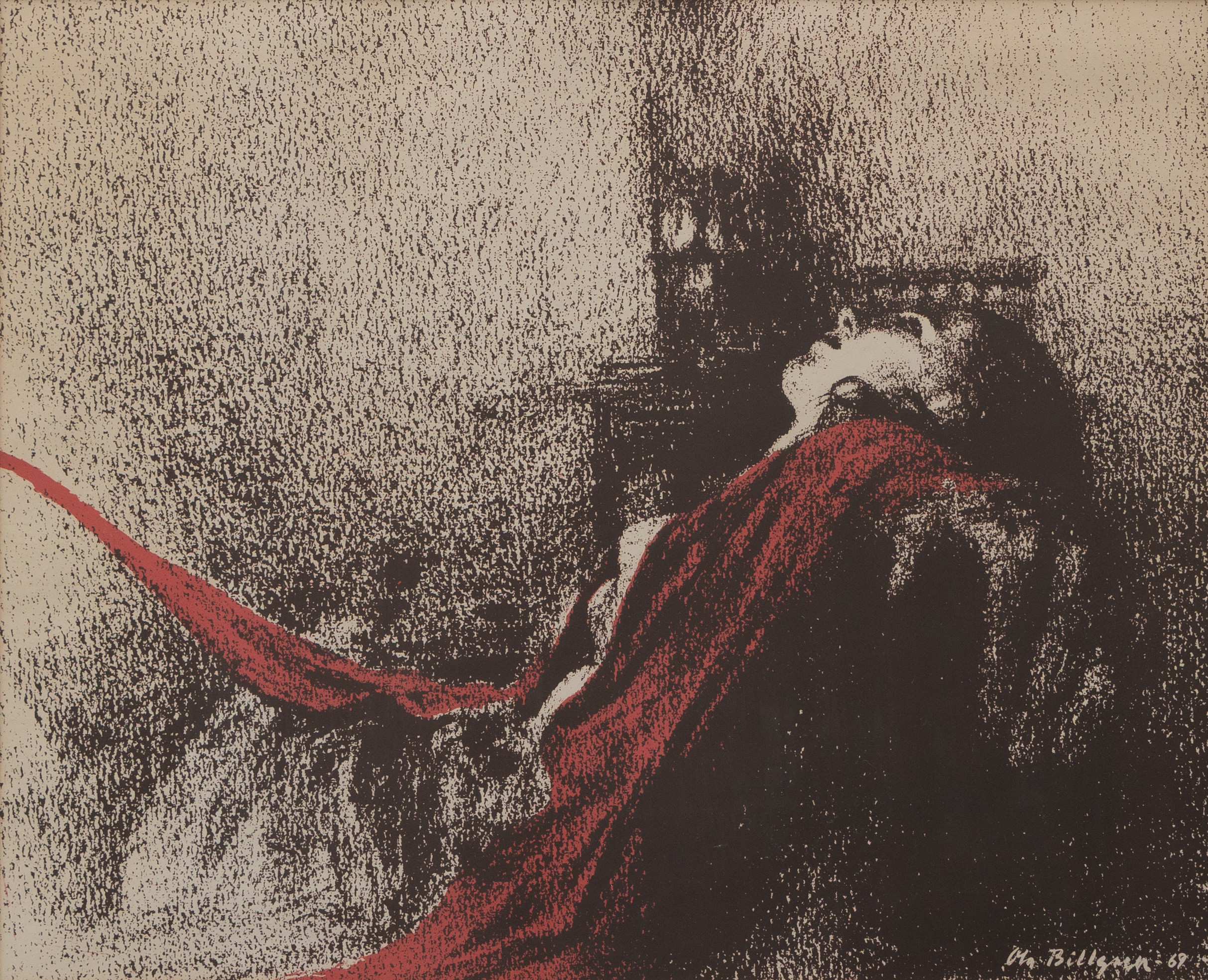 OLA BILLGREN. "Havsflickan", litografiskt tryck signerad och daterad -69 i trycket.