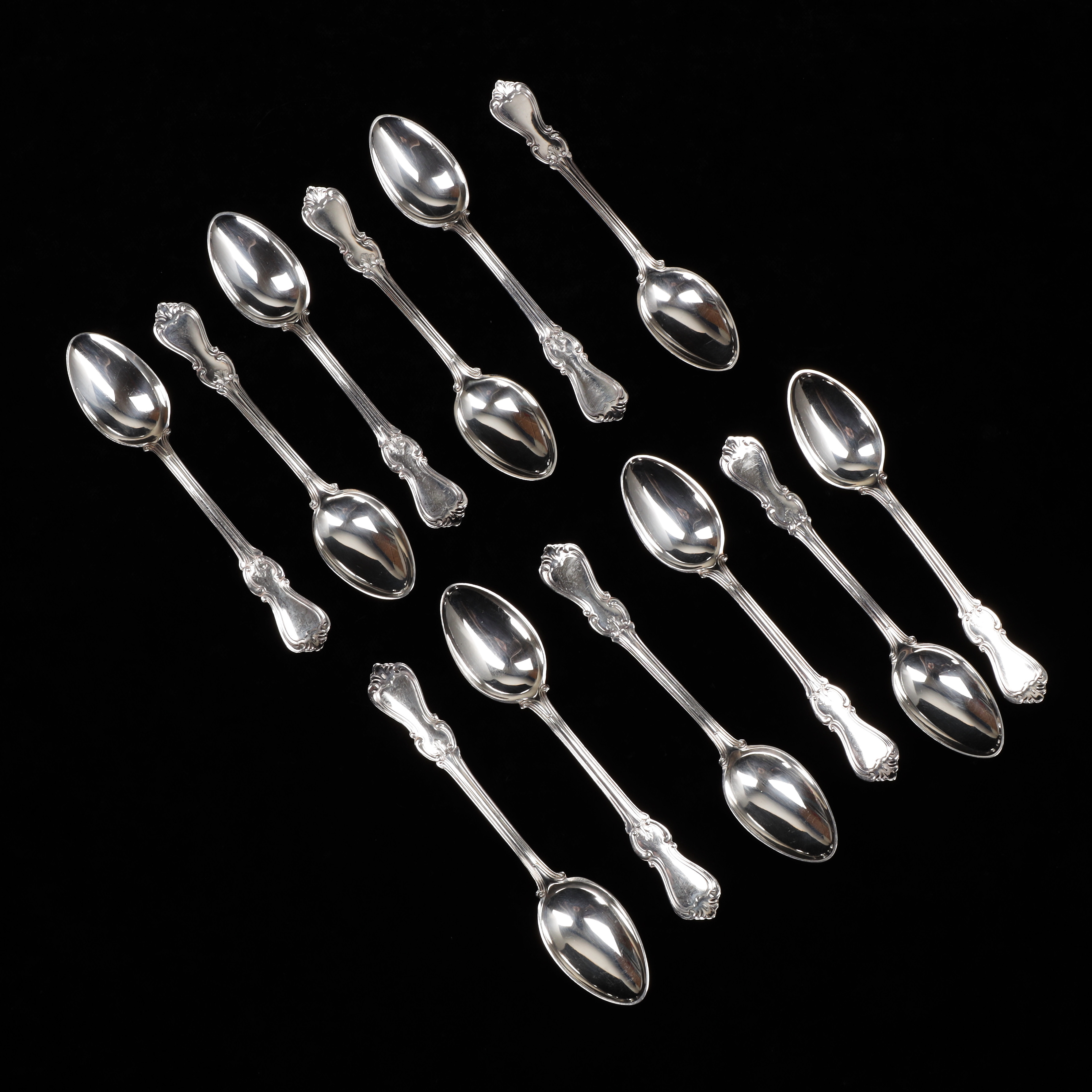 KAFFESKEDAR, 12 st, silver, "Olga", GAB, vikt 192 gram.